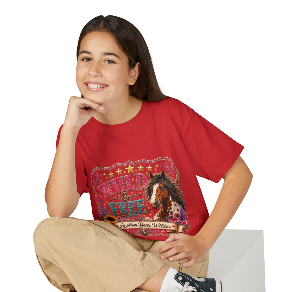 "Another Year Wilder" Horse Graphic — Wild & Free Youth T‑Shirt