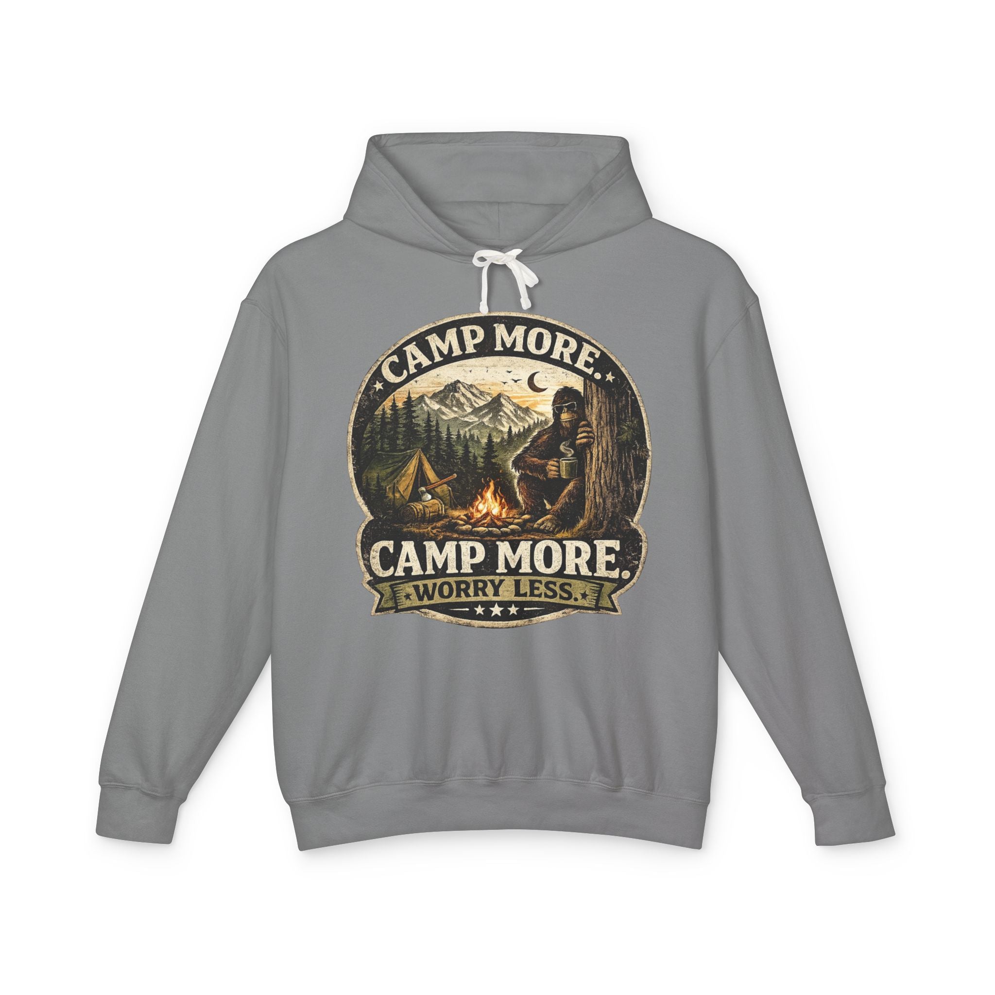Camp More Worry Less Bigfoot Hooded Sweatshirt