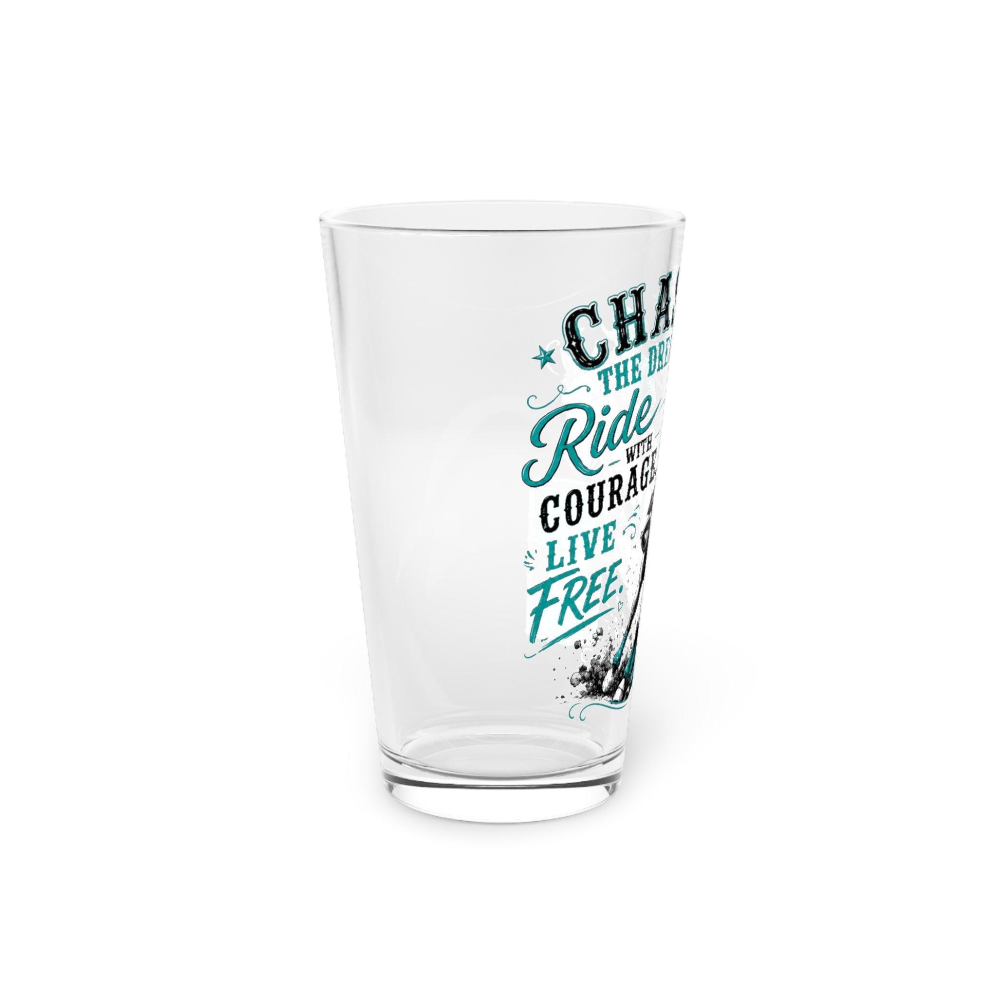 Chase the Dream Horse Teal Pint Glass, 16oz