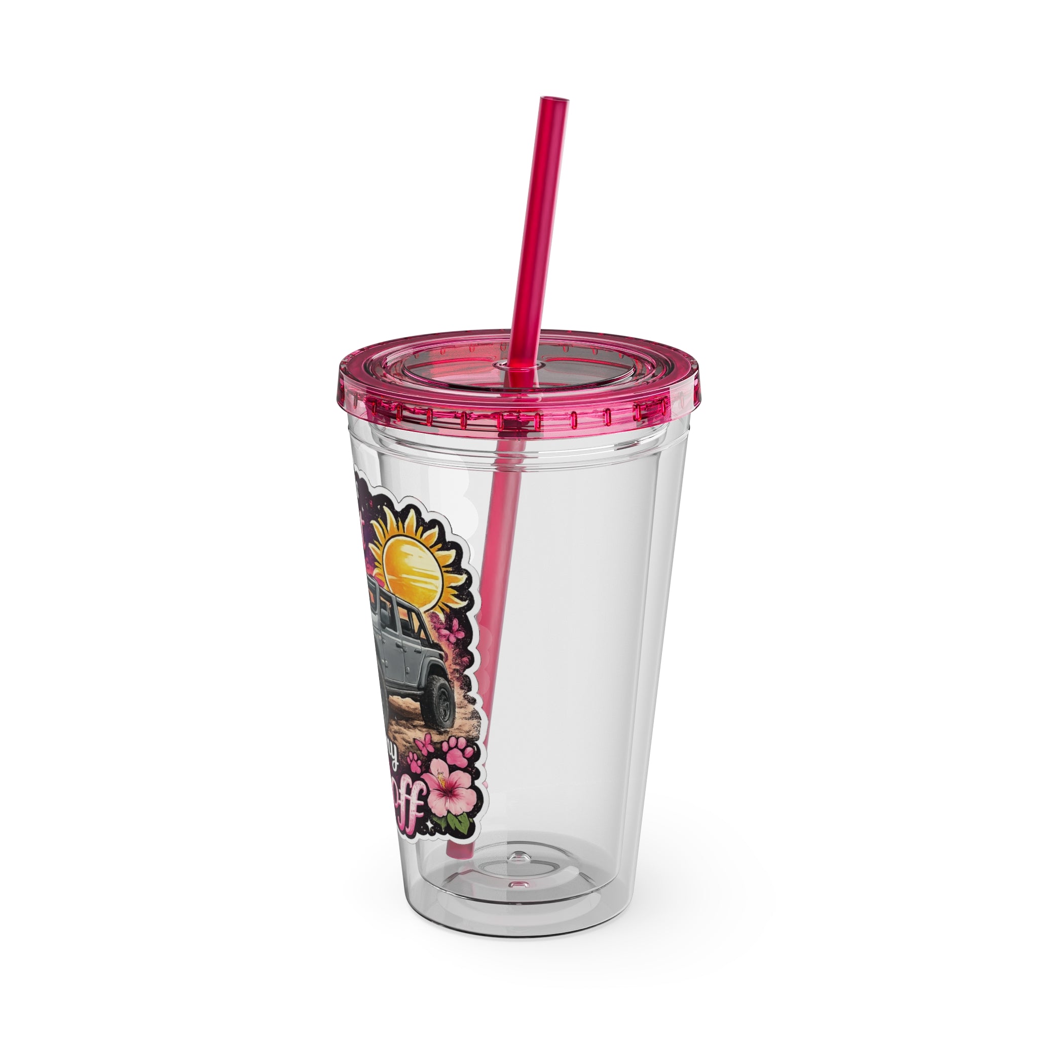 When It Gets Hot Out, I Take My Tops Off - Sunsplash Tumbler with Straw, 16oz