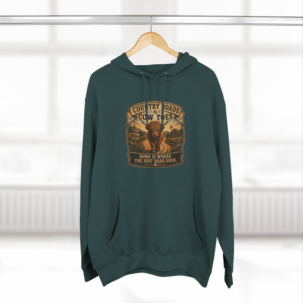 Country Roads Cow Toes three-Panel Fleece Hoodie