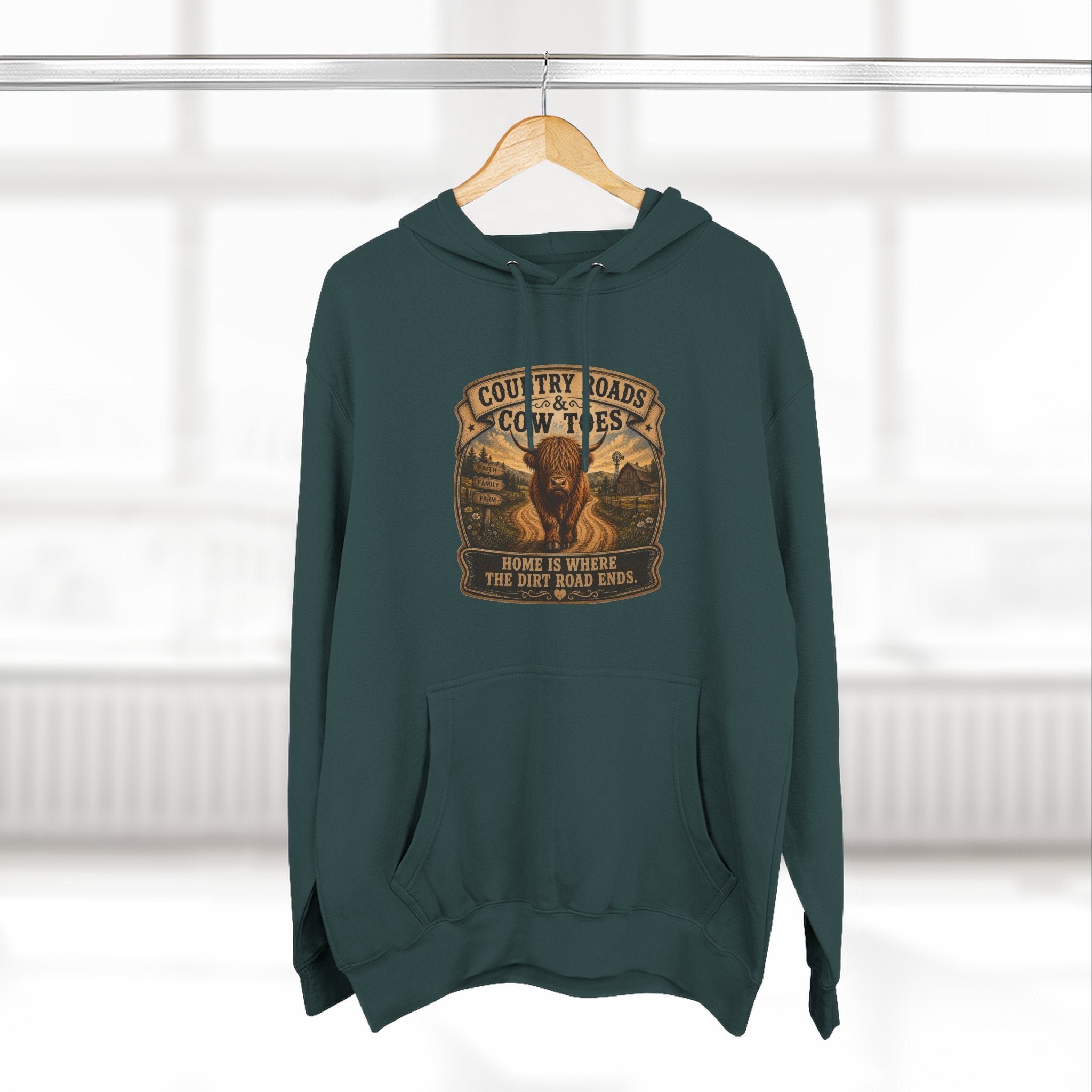 Country Roads Cow Toes three-Panel Fleece Hoodie