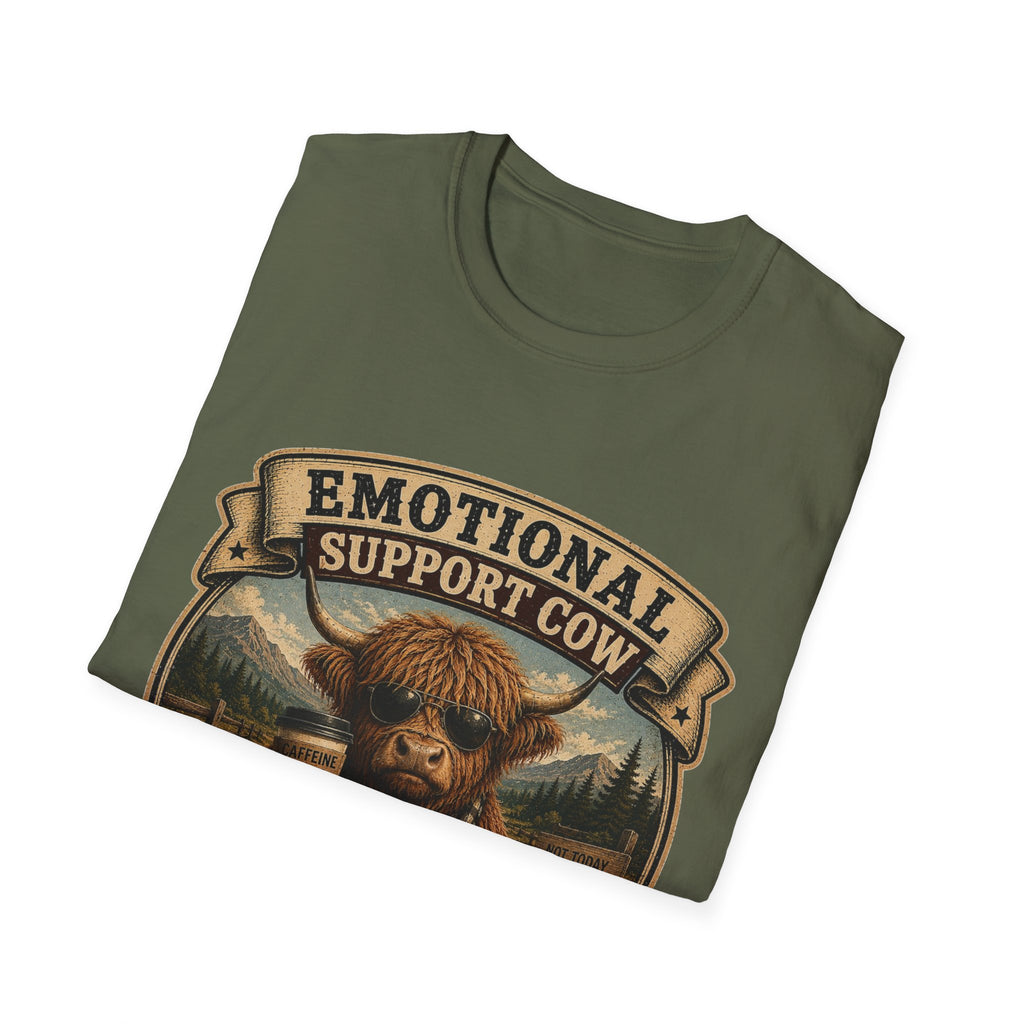 Emotional Support Cow - Highland Cow Unisex Softstyle T-Shirt