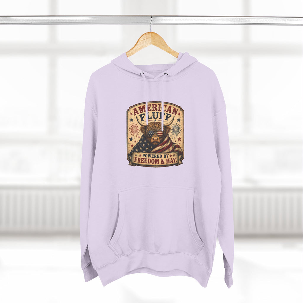 American Fluff Highland Cow Three-Panel Fleece Hoodie