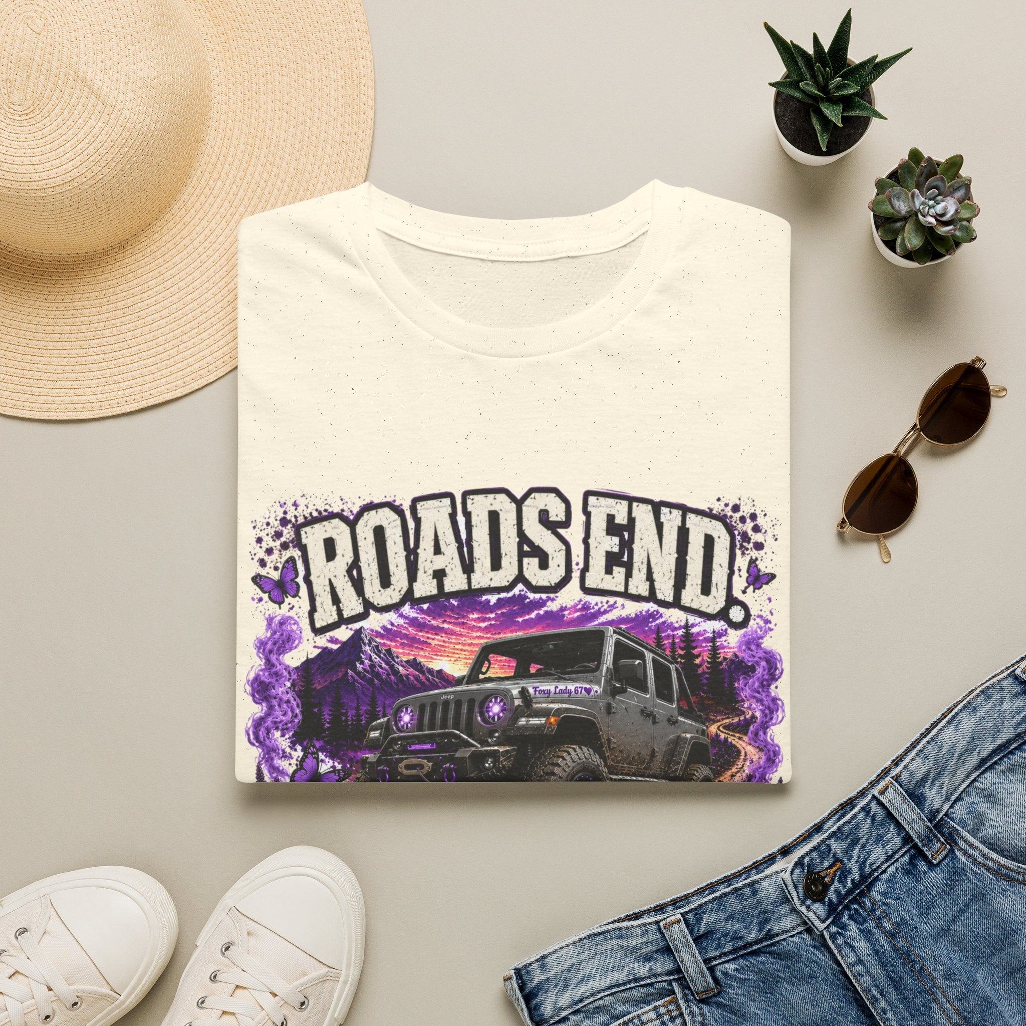 Roads End Jeep (Purple) Unisex Softstyle T-Shirt