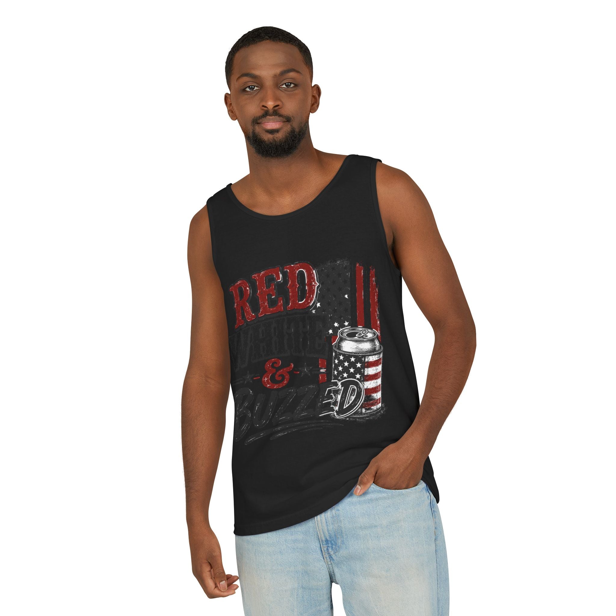 Red White & Buzzed Tank Top — Patriotic 4th of July Party Tank