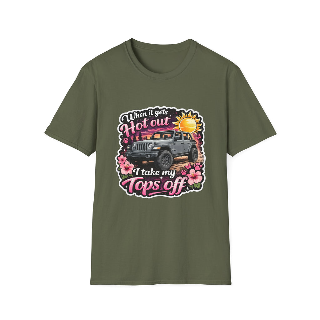 When It Gets Hot Out Jeep (Pink) Unisex Softstyle T-Shirt