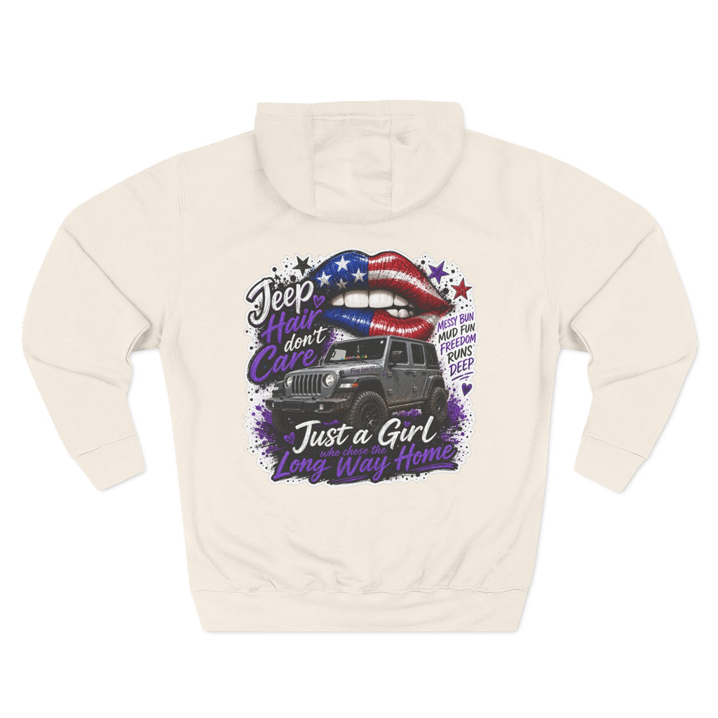 Patriotic 'Jeep Ain't Just a Girl Thing' – Graphic Fleece Pullover Jeep Driver Hoodie