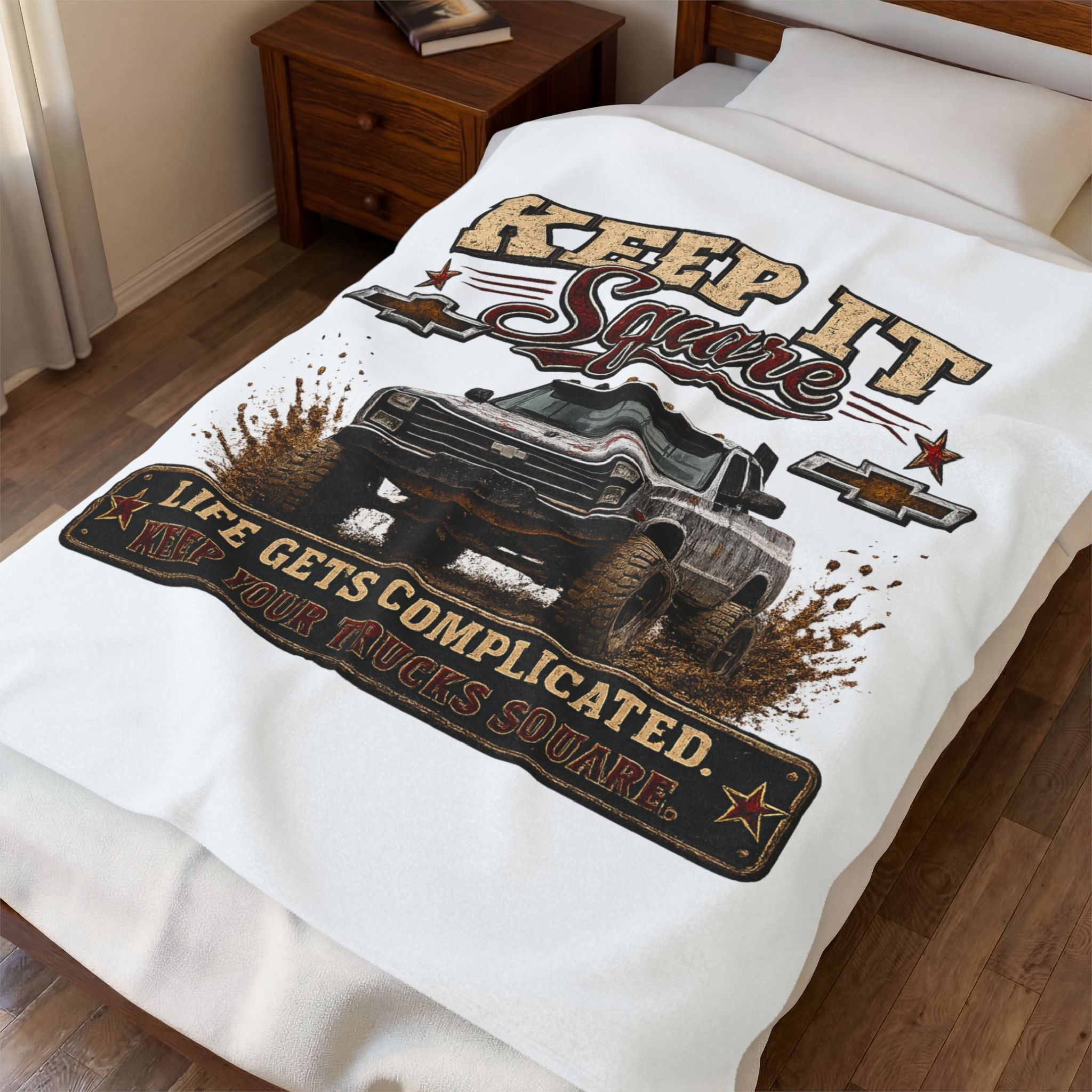 'Life Gets Complicated' Cozy Throw for Chevy Truck Fans — Keep It Square Truck Plush Blanket