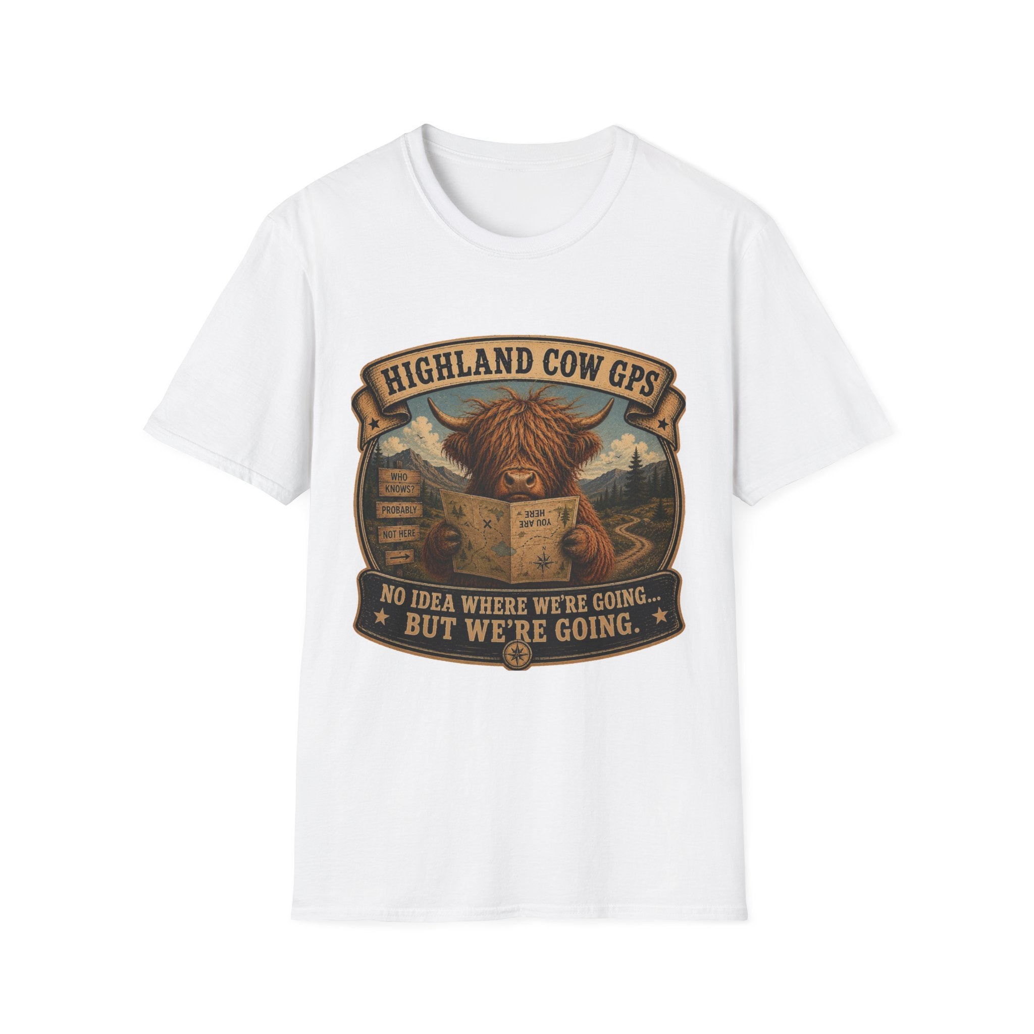 Highland Cow GPS Unisex Softstyle T-Shirt