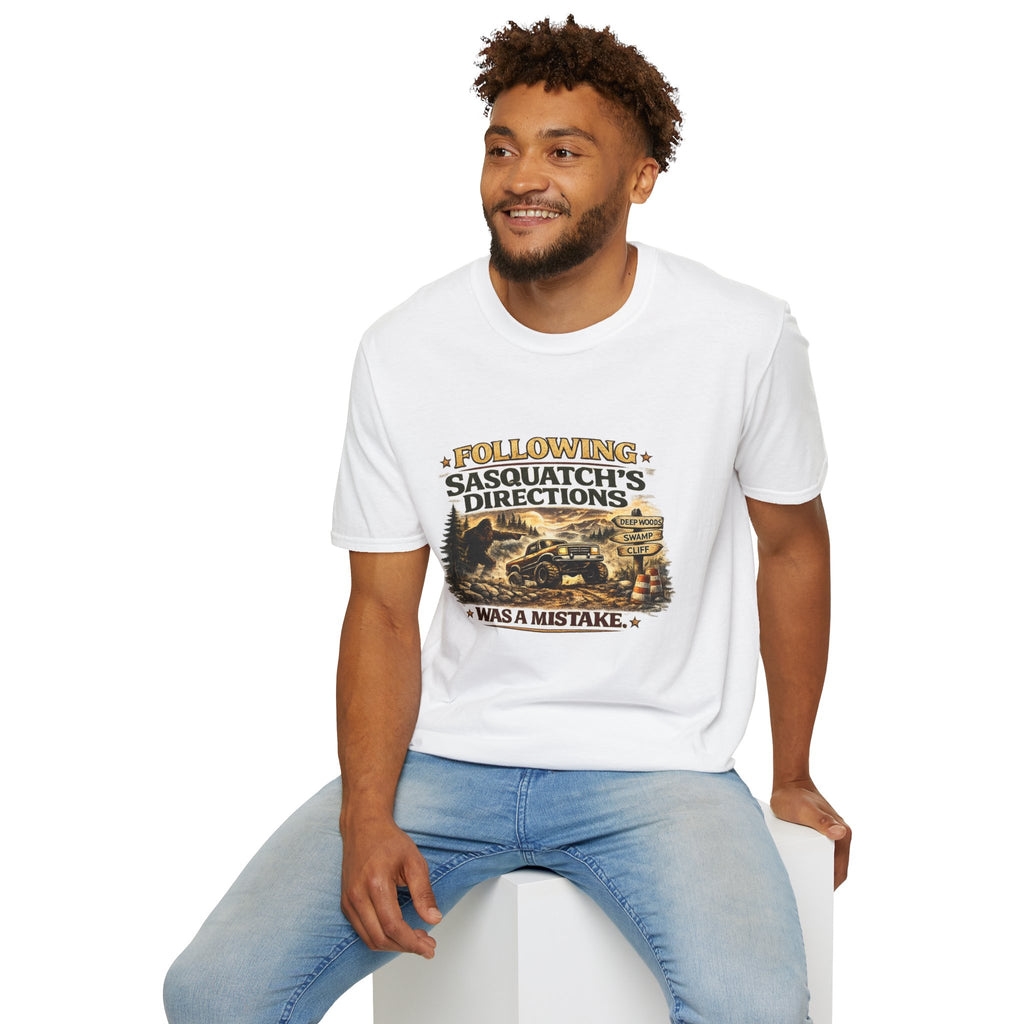 Sasquatch Directions T-Shirt — "Following Sasquatch's Directions" Graphic Tee