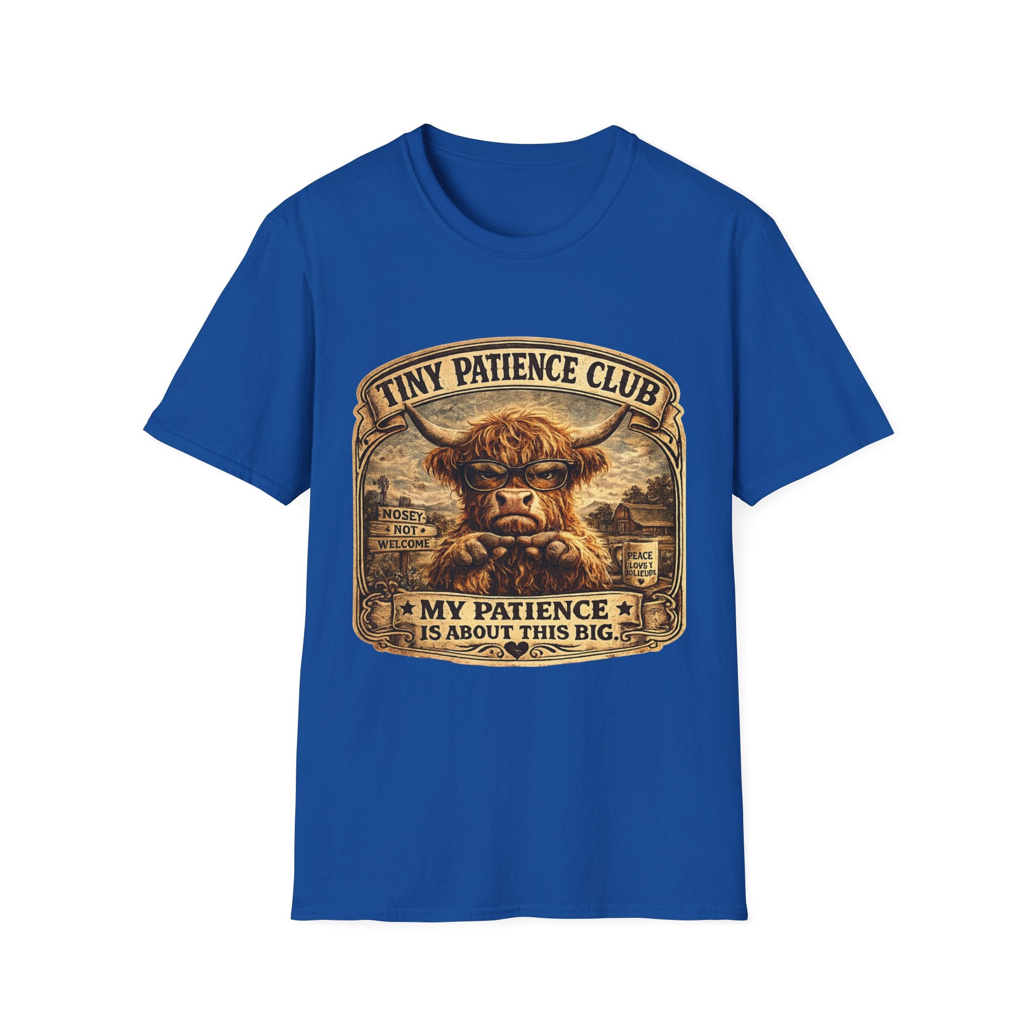 Tiny Patience Club Highland Cow Unisex Softstyle T-Shirt
