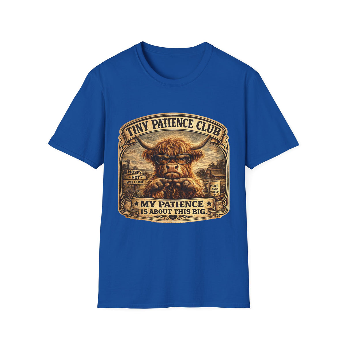 Tiny Patience Club Highland Cow Unisex Softstyle T-Shirt