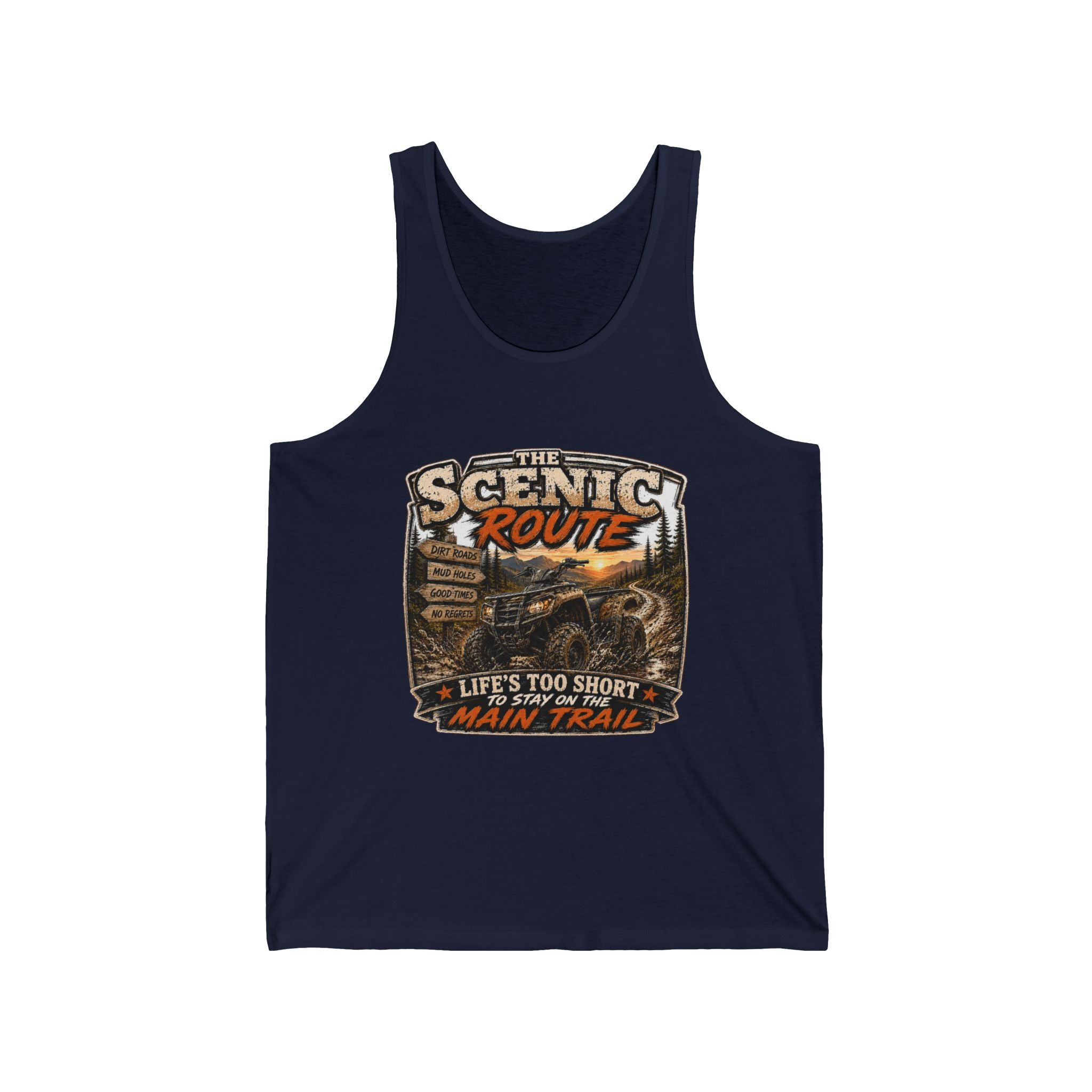 “Life’s Too Short, Take the Main Trail” Outdoor Adventure Tank — Scenic Route Tank Top