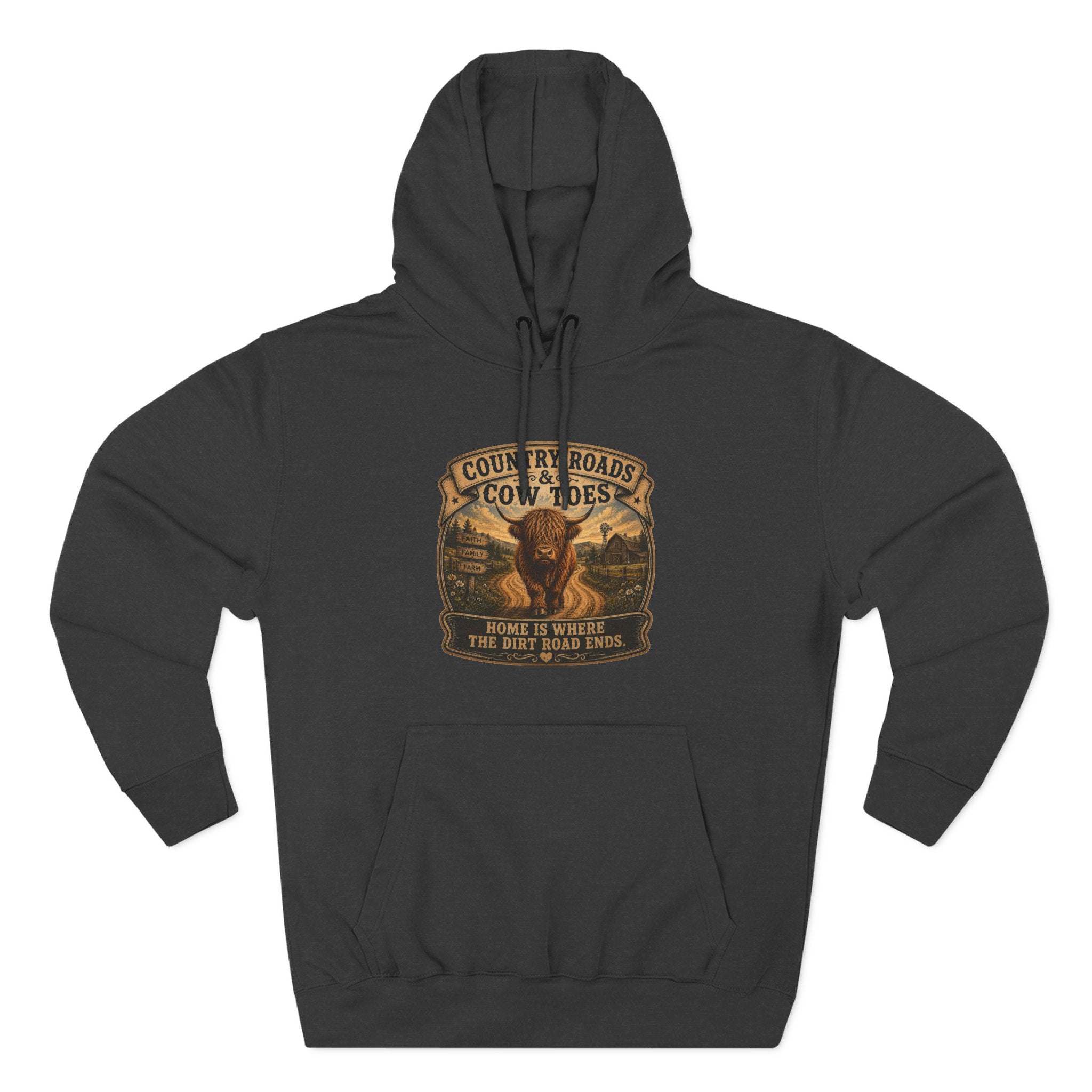Country Roads Cow Toes three-Panel Fleece Hoodie
