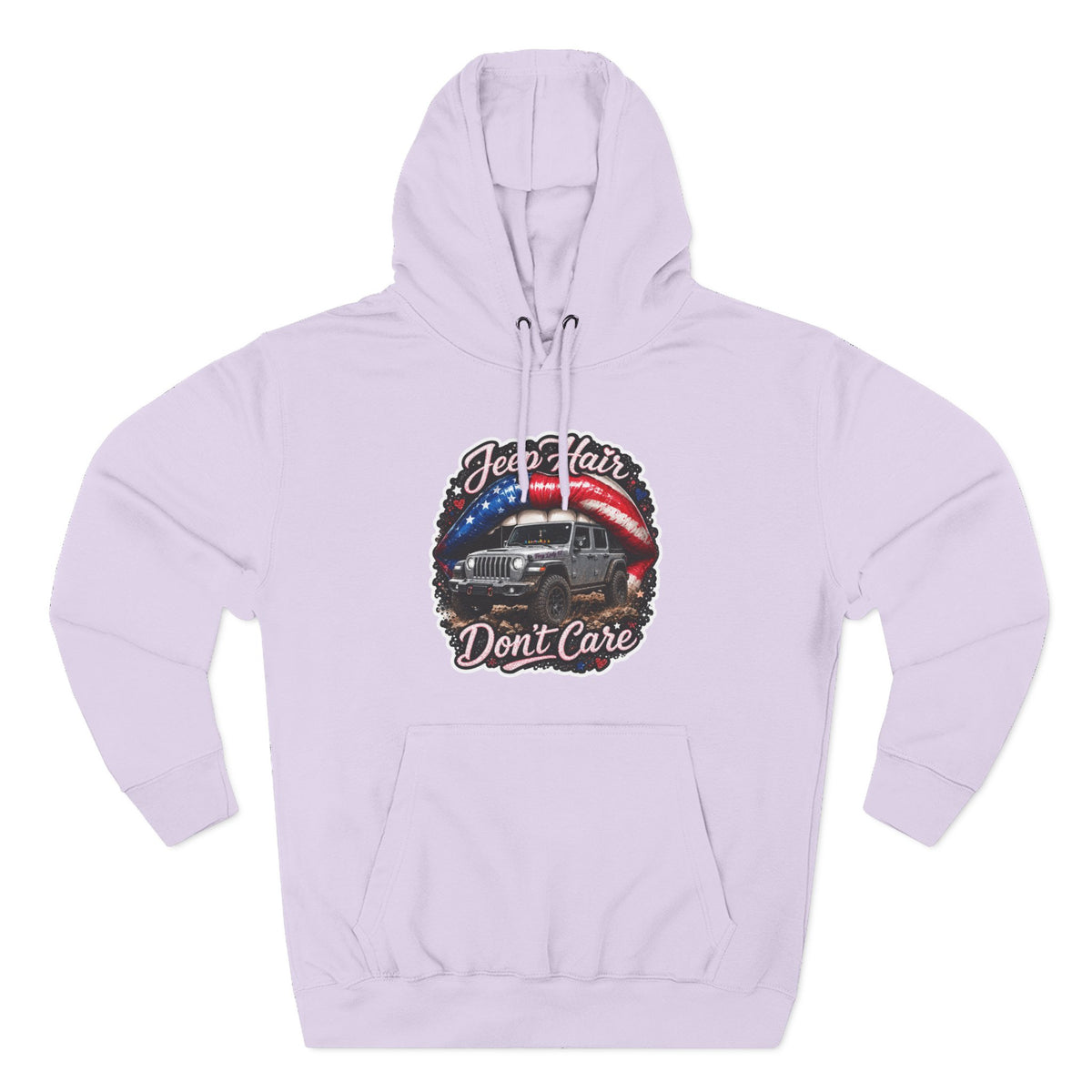 "Jeep Hair Don't Care" Graphic Fleece Pullover - Patriotic Jeep Hoodie