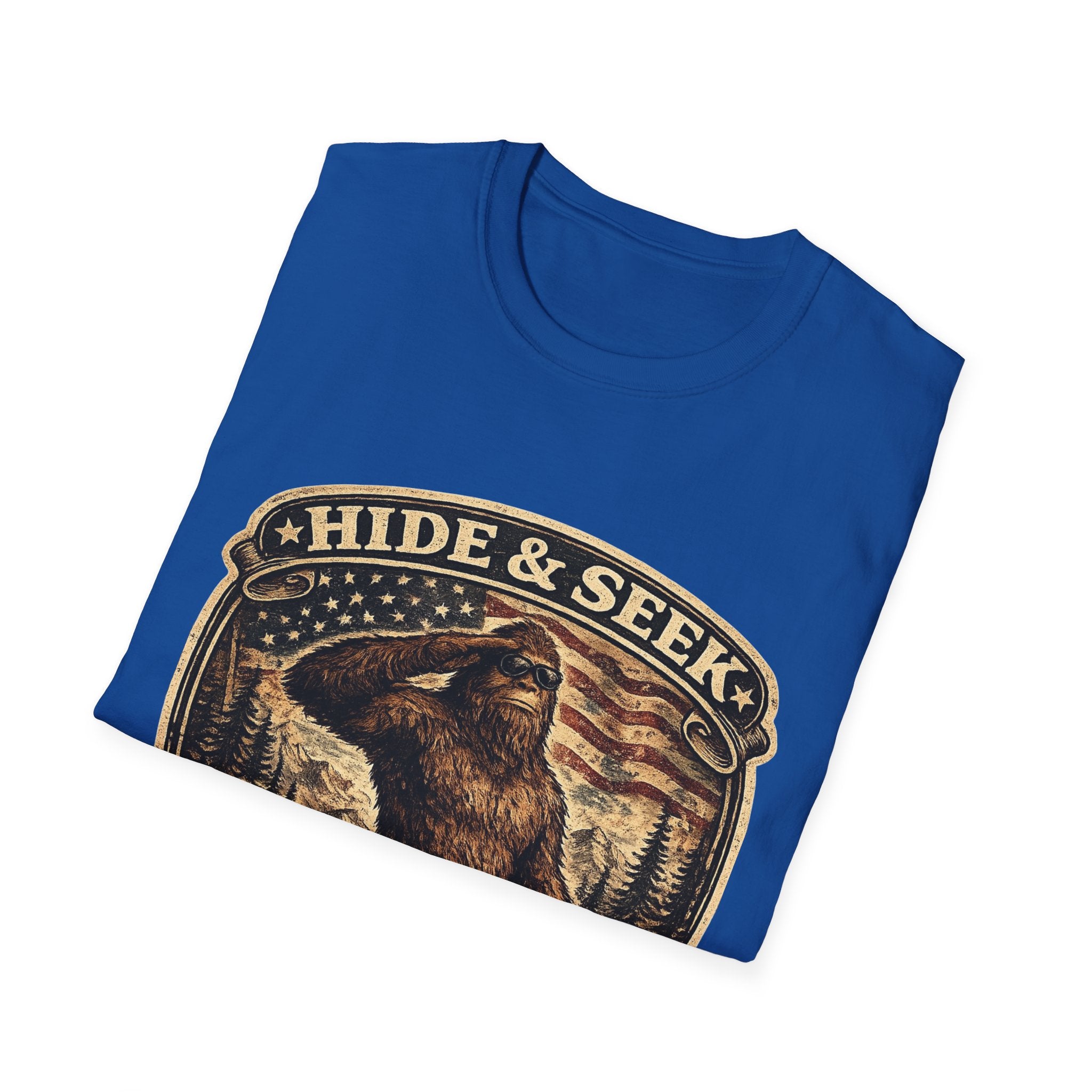 Sasquatch 'Hide & Seek' Graphic T-Shirt — Vintage Bigfoot Tee