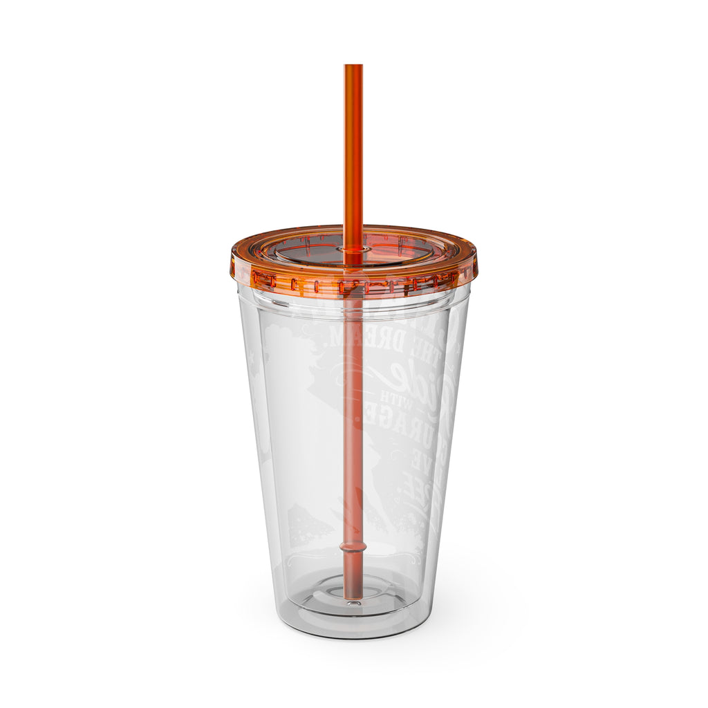 Inspirational Horse Tumbler with Straw — "Chase the Dream, Ride with Courage" 16oz