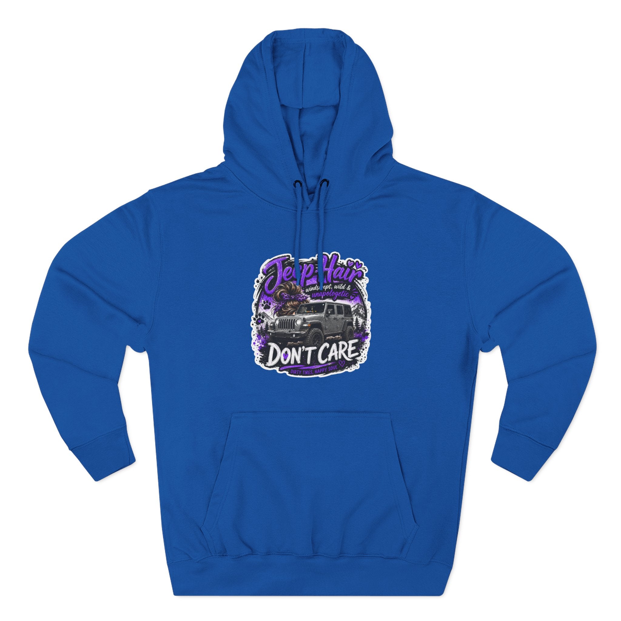 Jeep Hair Don't Care (Purple) Three-Panel Fleece Hoodie