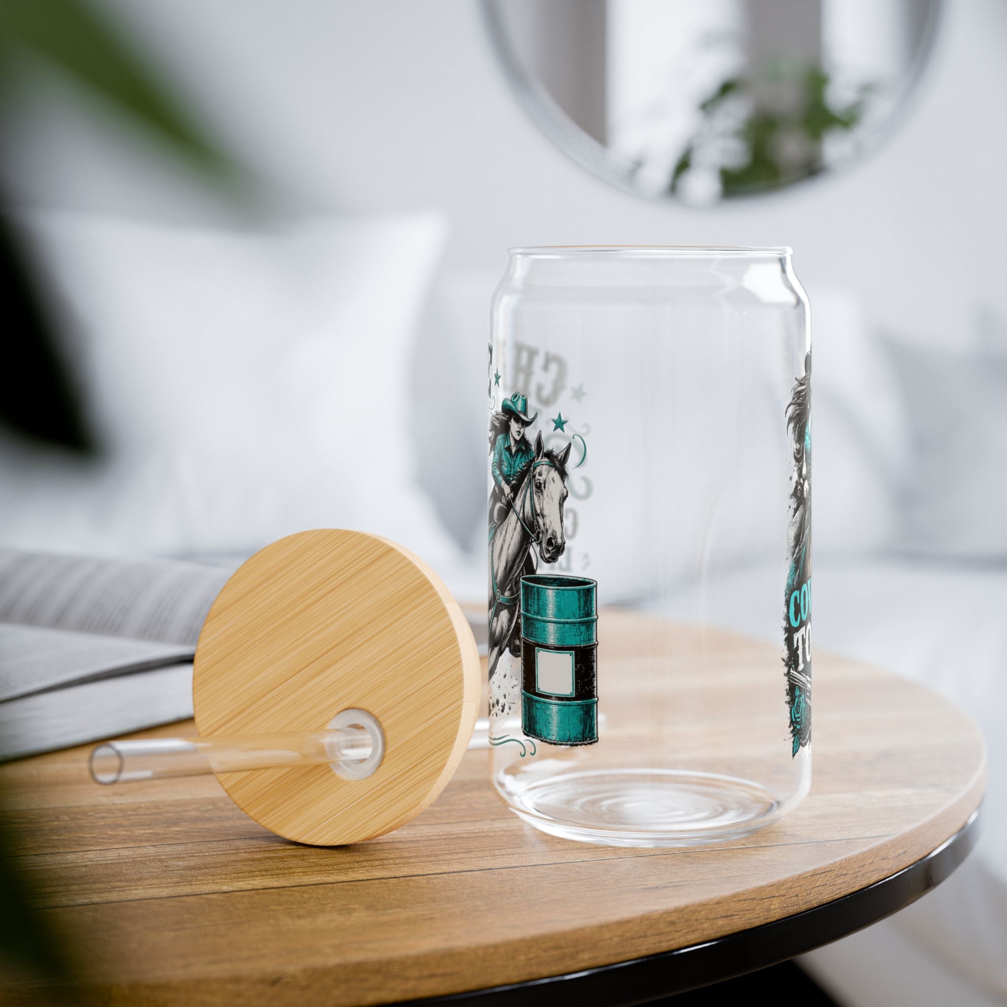 “Chase the Dream, Ride with Courage” Horse Racing Design – 16oz Sipper Glass