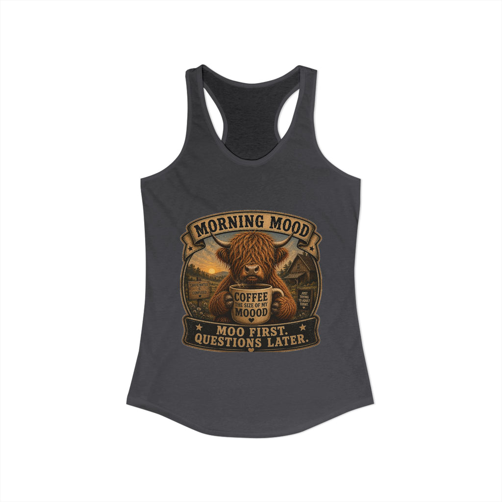 Morning Mood Highland Cow Women's Ideal Racerback Tank