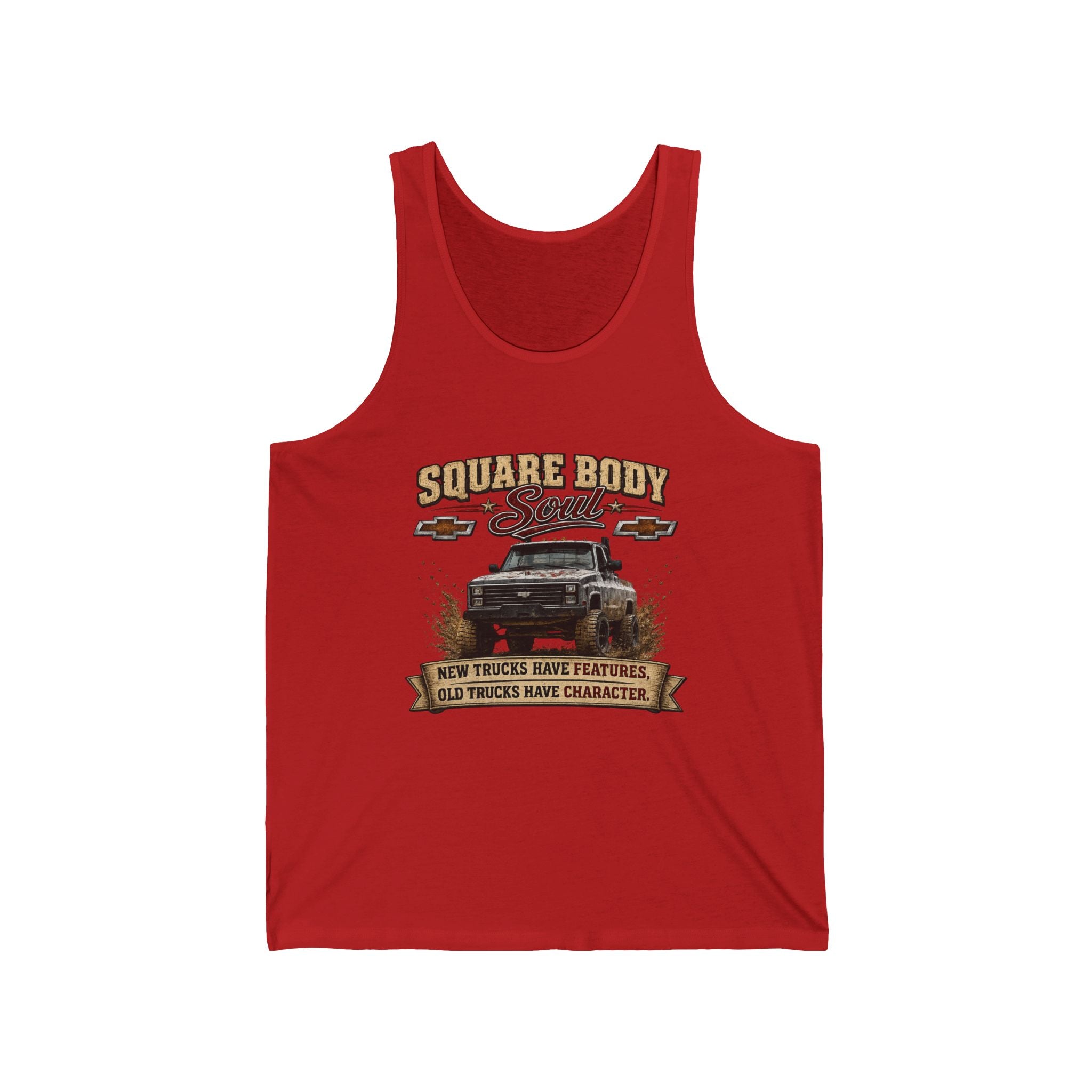 "Square Body" Classic Truck Tank ("New Trucks Have Features, Old Trucks Have Character") - Tank Top