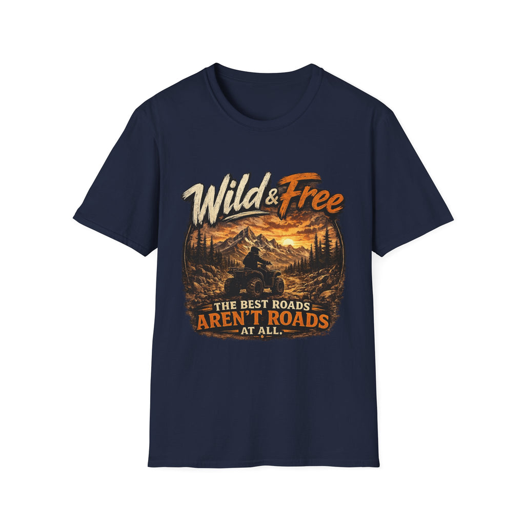 Wild & Free Mountain T-Shirt — 'The Best Roads Aren't Roads At All' Adventure Tee