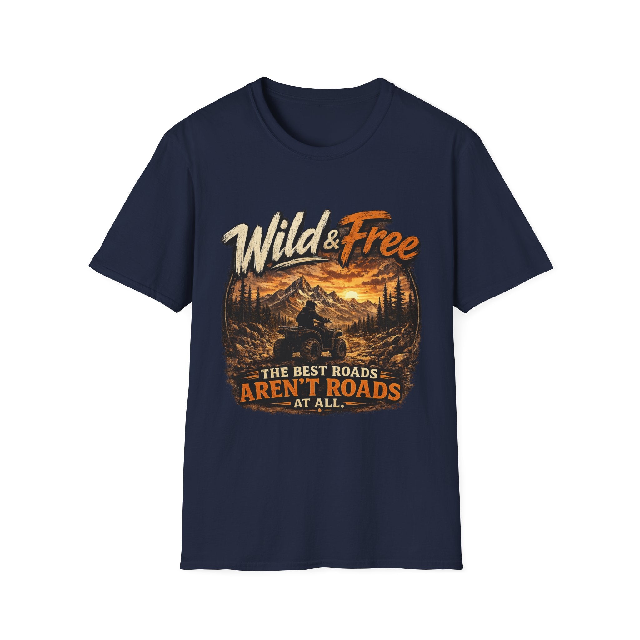 Wild & Free Mountain T-Shirt — 'The Best Roads Aren't Roads At All' Adventure Tee