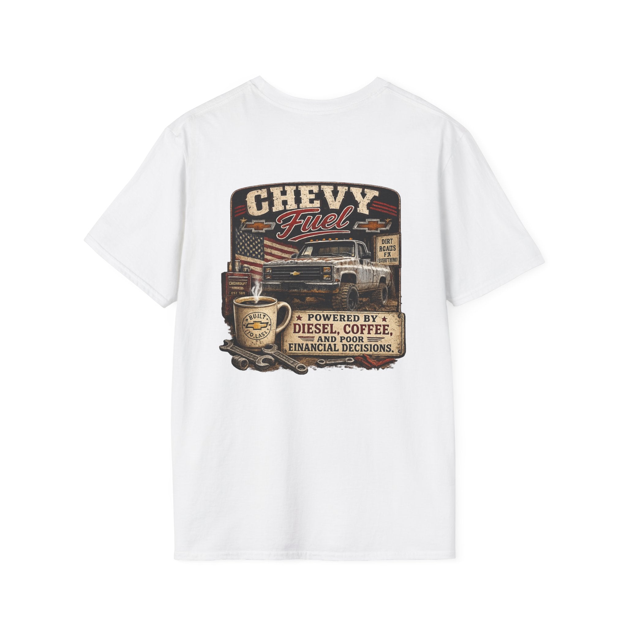 Chevy Fuel - Chevrolet K30 Vintage Badge T-Shirt — Classic Truck Emblem Pocket Tee