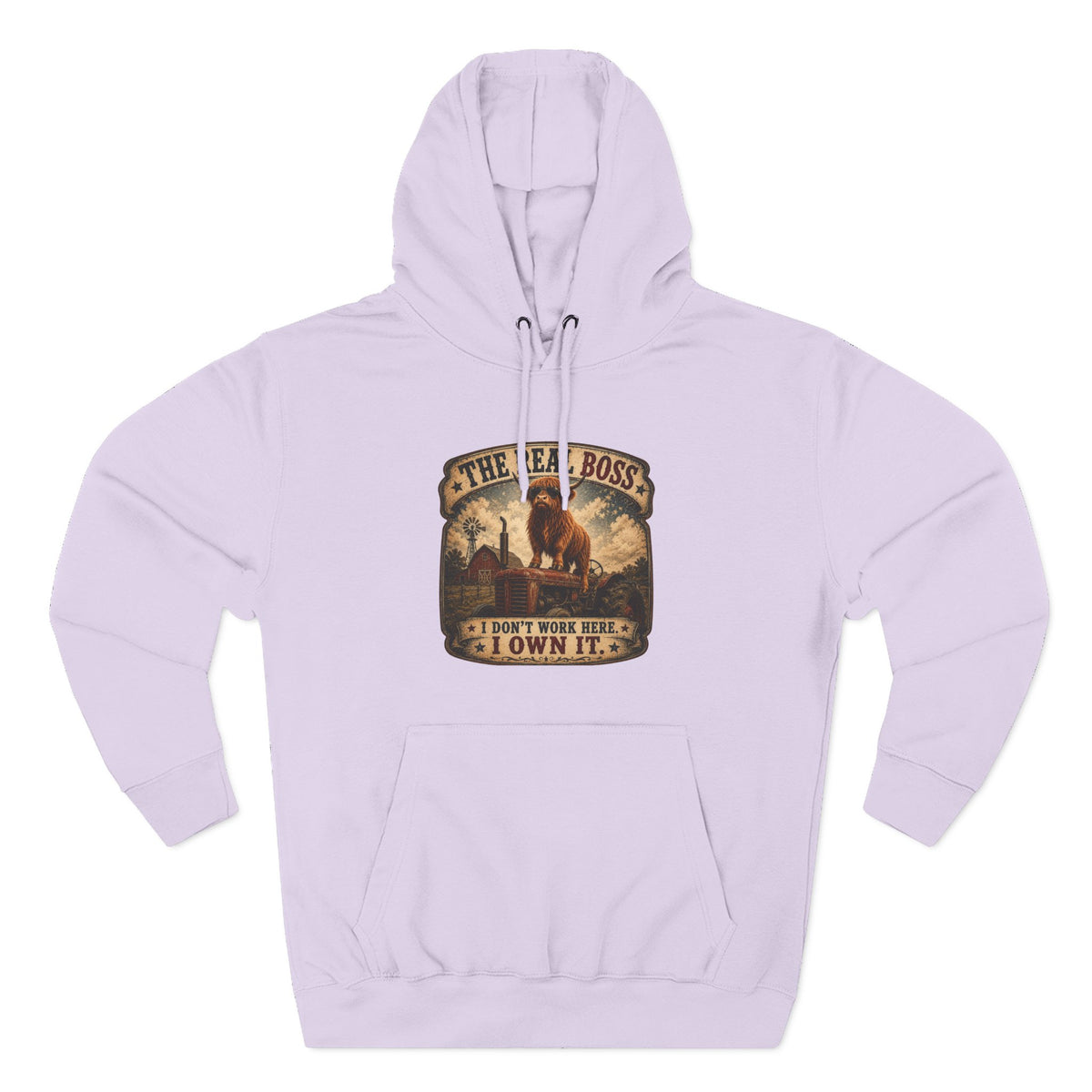 The Real Boss Highland Cow Three-Panel Fleece Hoodie