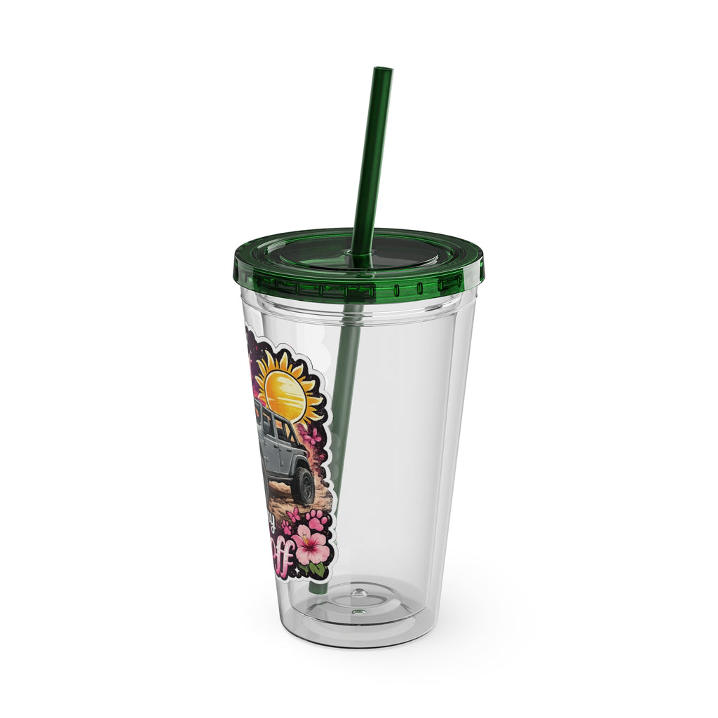 When It Gets Hot Out, I Take My Tops Off - Sunsplash Tumbler with Straw, 16oz