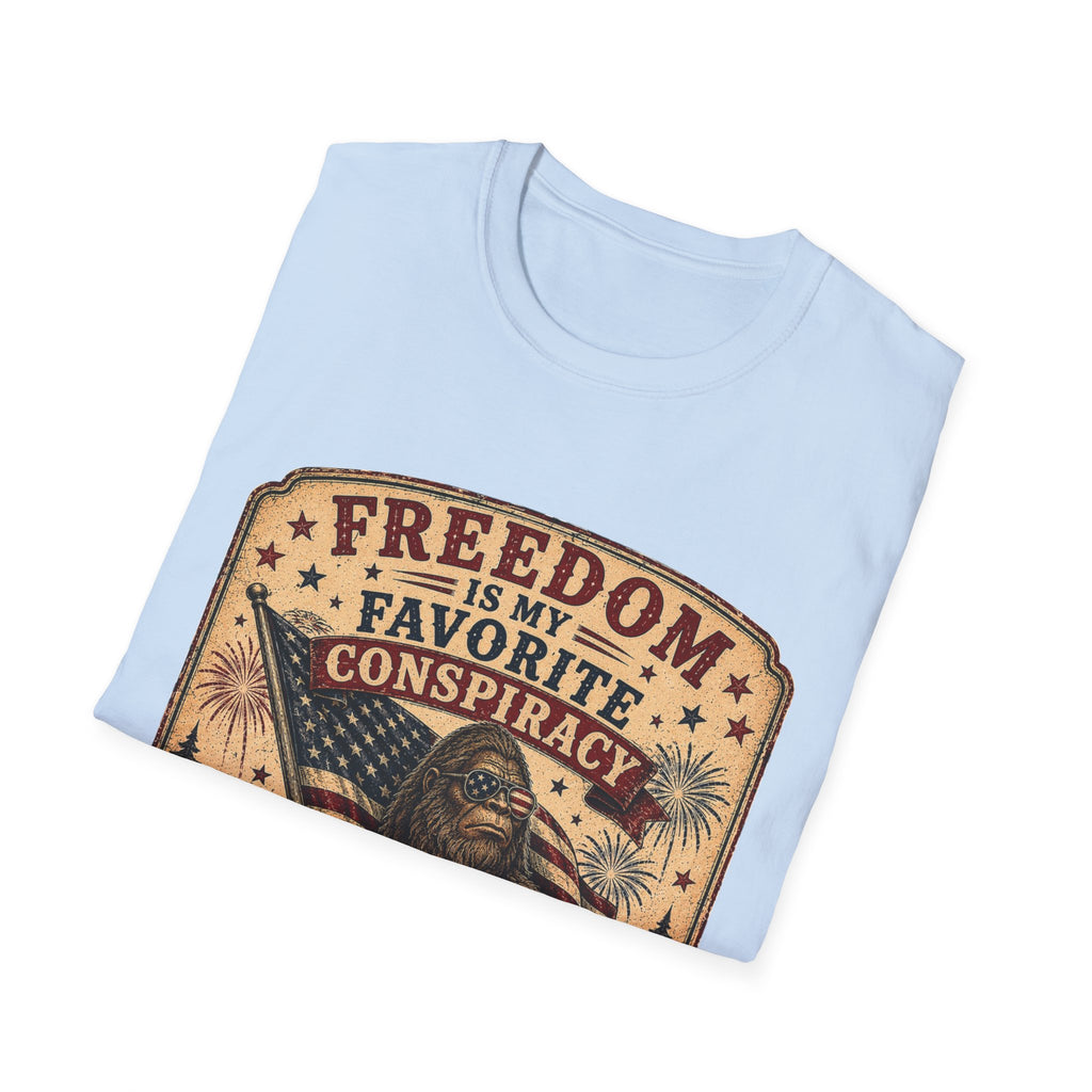 Freedom Is My Favorite Conspiracy T-Shirt — Vintage American Flag Design
