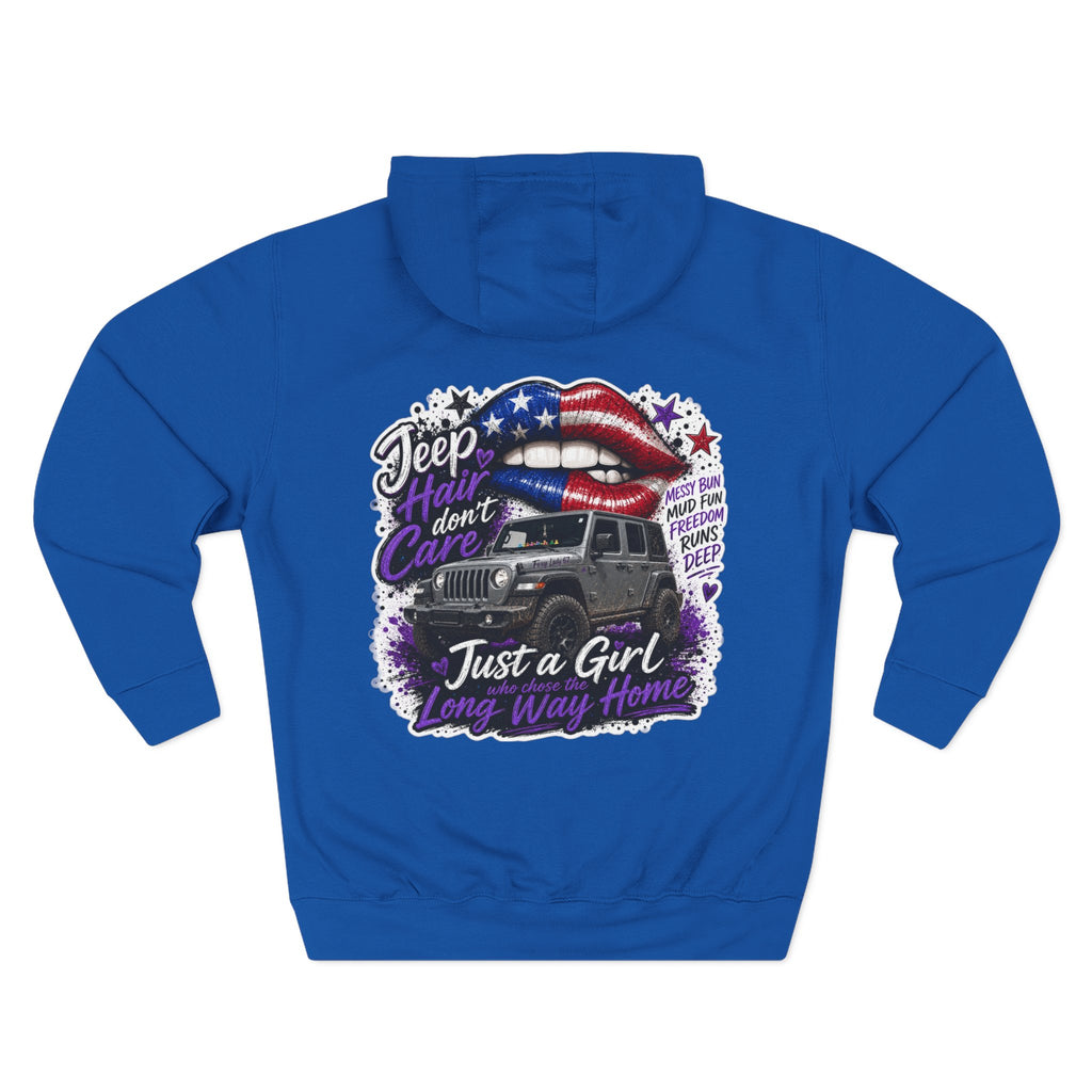 Patriotic 'Jeep Ain't Just a Girl Thing' – Graphic Fleece Pullover Jeep Driver Hoodie