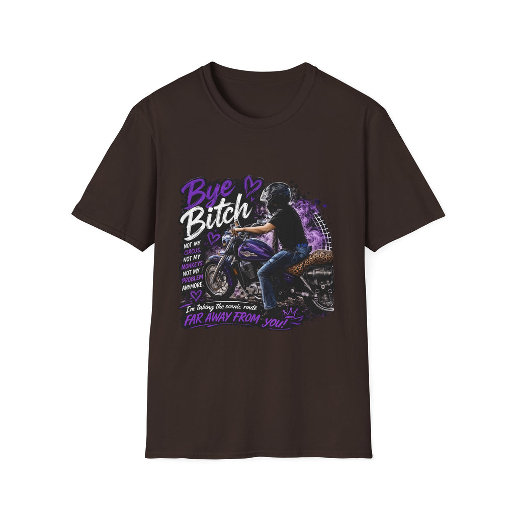 T‑Shirt "Bue Bitch" Purple Motorcycle Design – Biker Babe Graphic