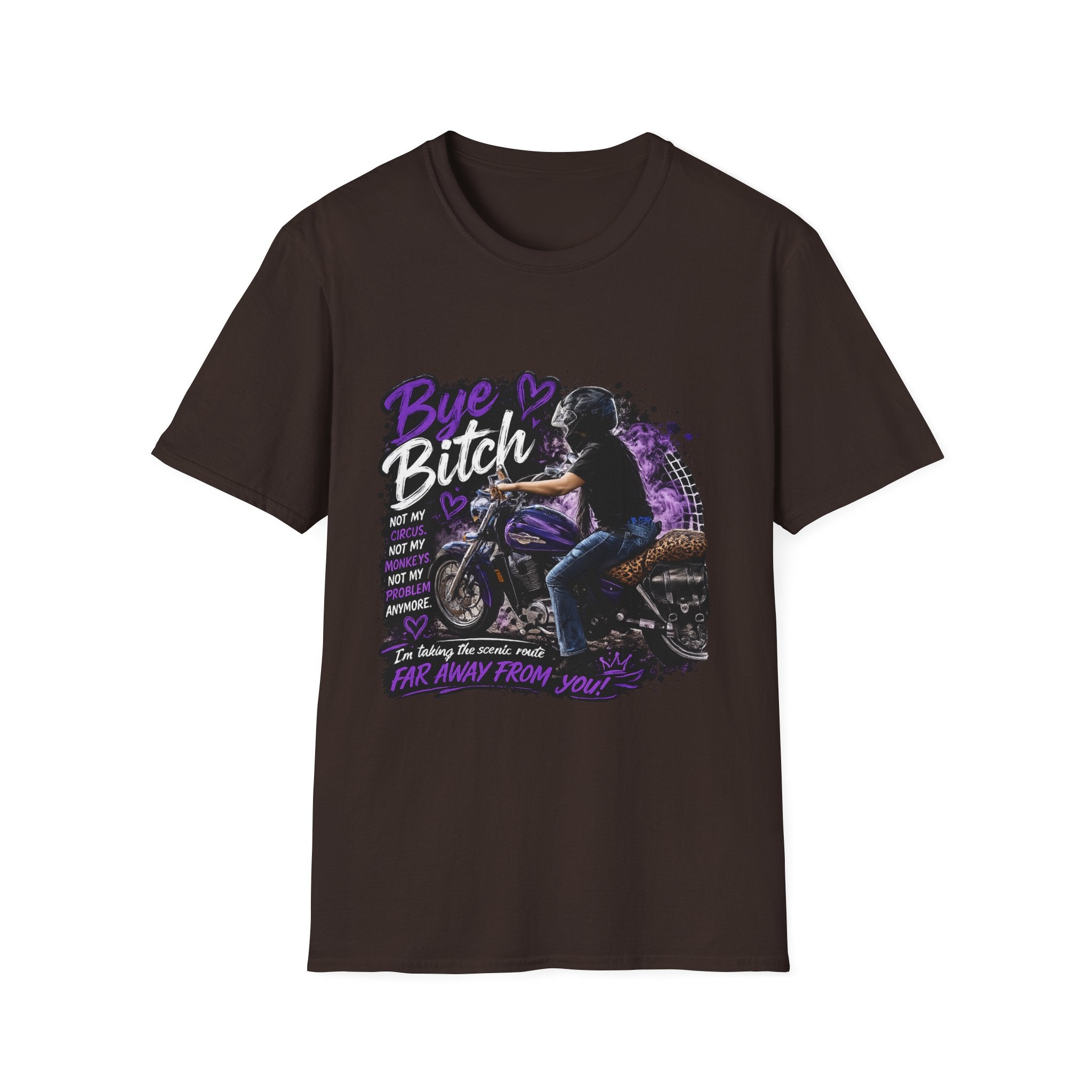 T‑Shirt "Bue Bitch" Purple Motorcycle Design – Biker Babe Graphic