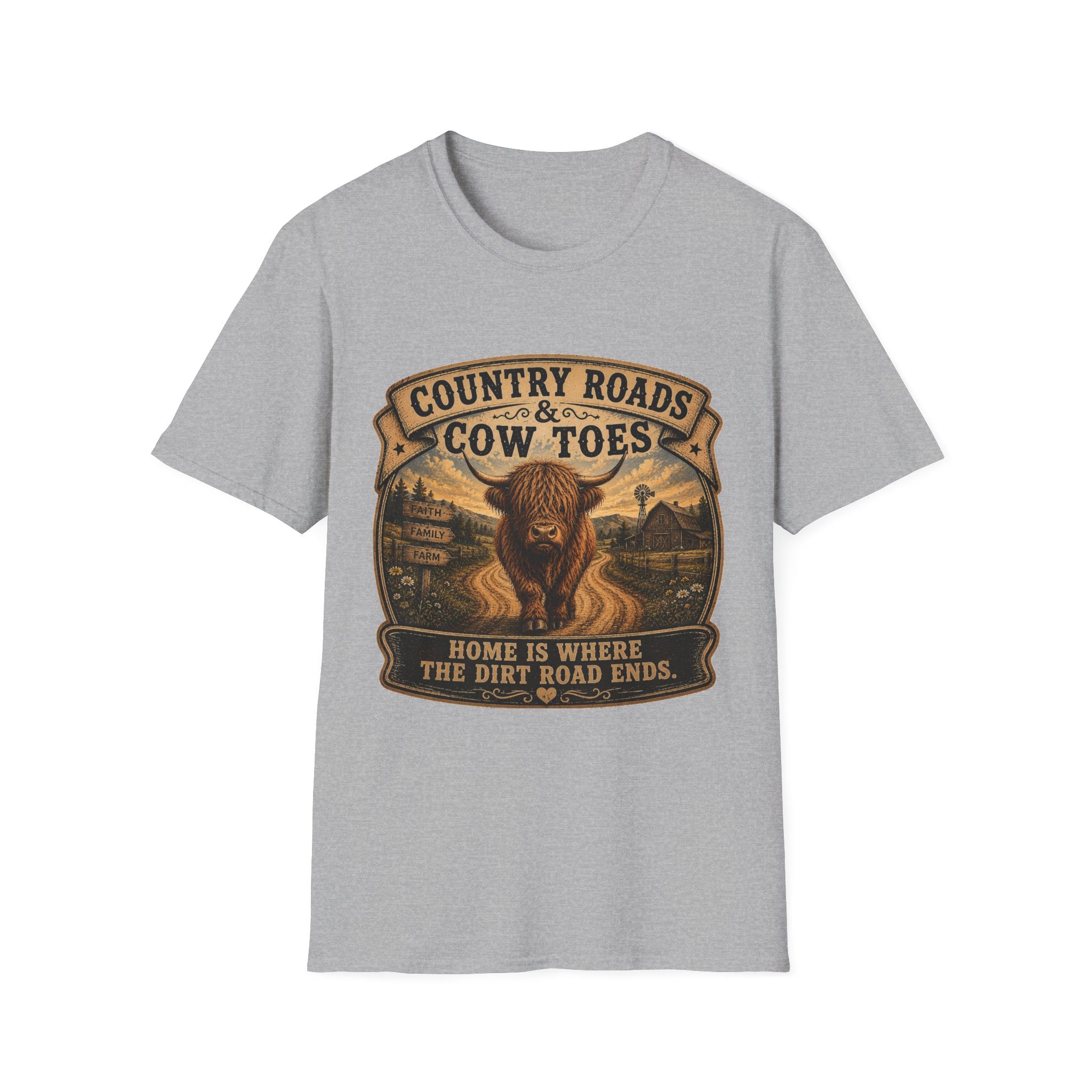 Country Roads Cow Toes Unisex Softstyle T-Shirt