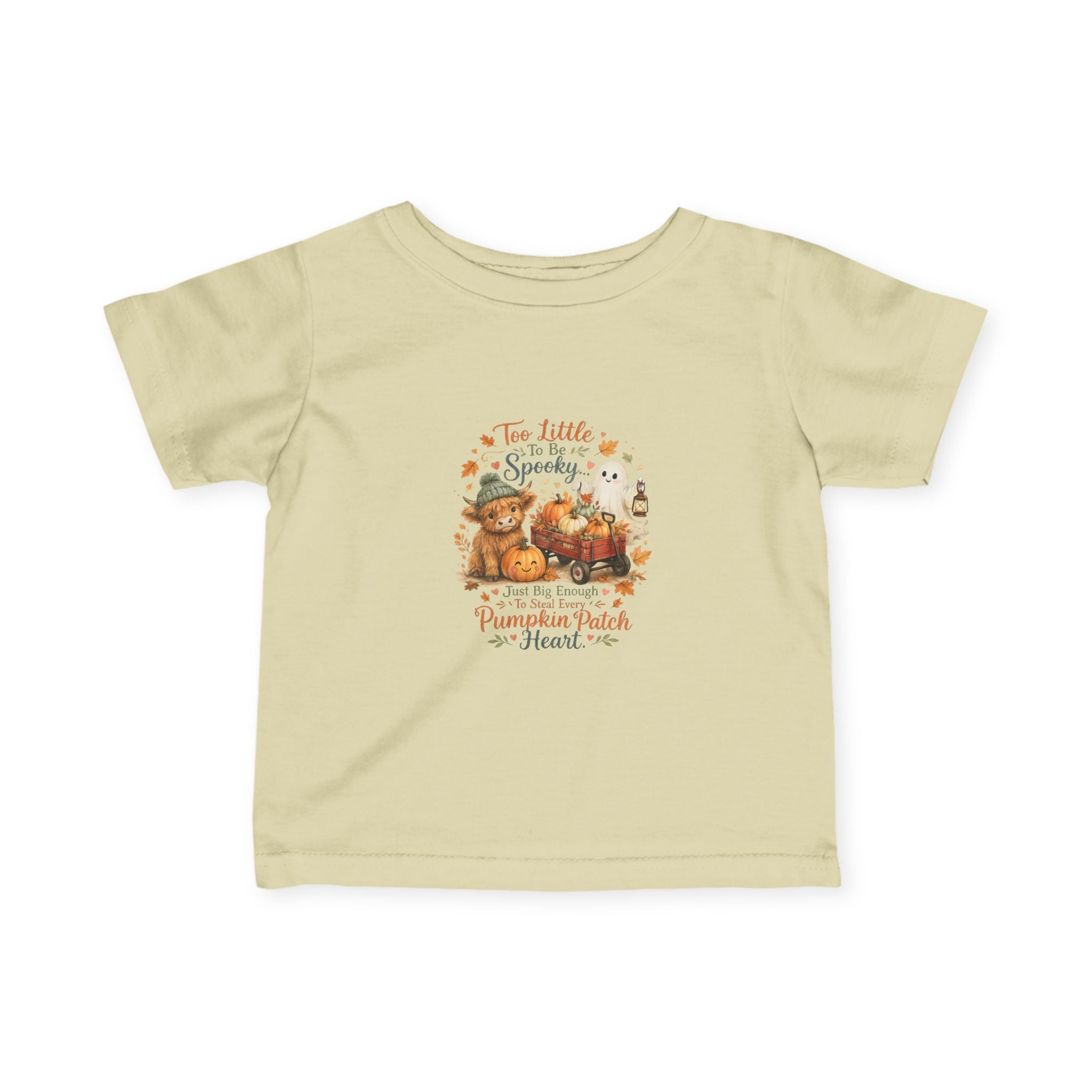 "Too Little to Be Spooky, Big Enough for Pumpkin Patch Kisses" Fall Baby Shirt — Infant Tee