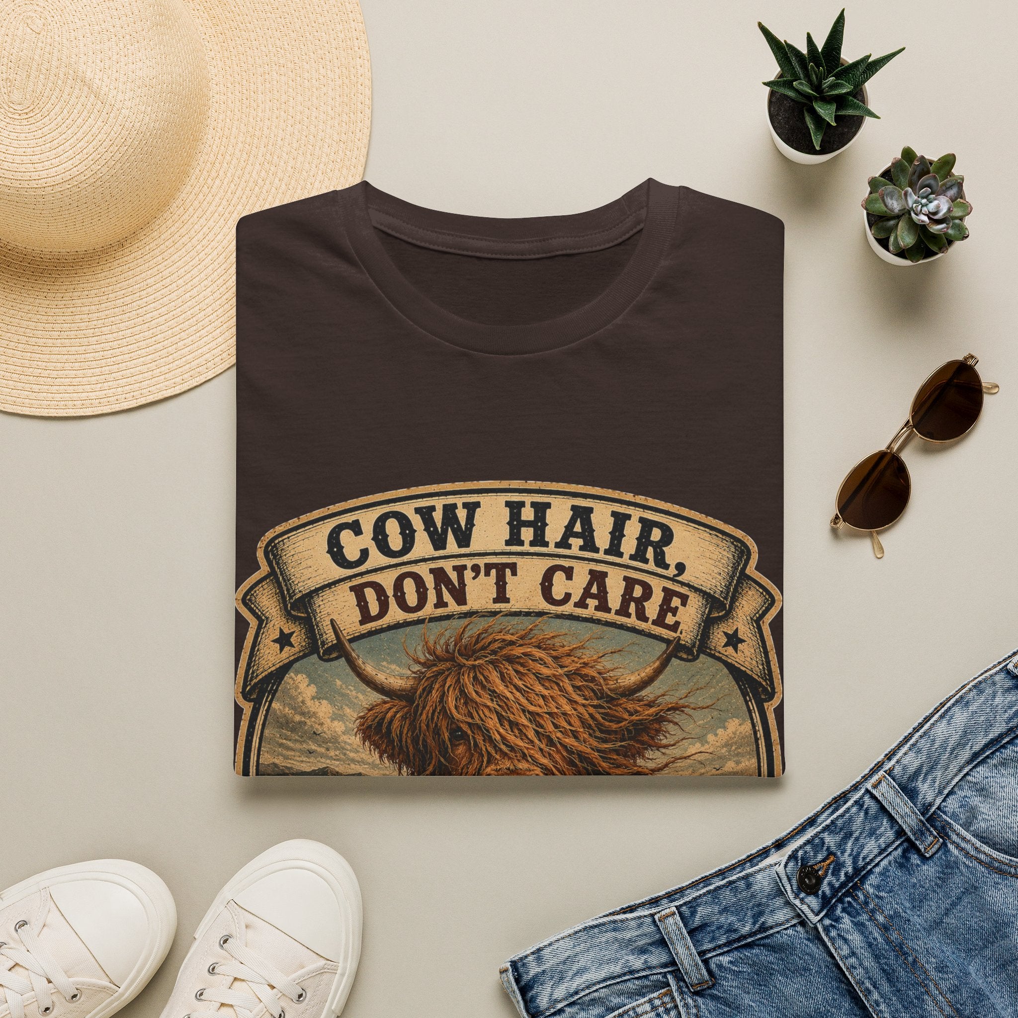 Cow Hair Don't Care Highland Cow - Unisex Softstyle T-Shirt