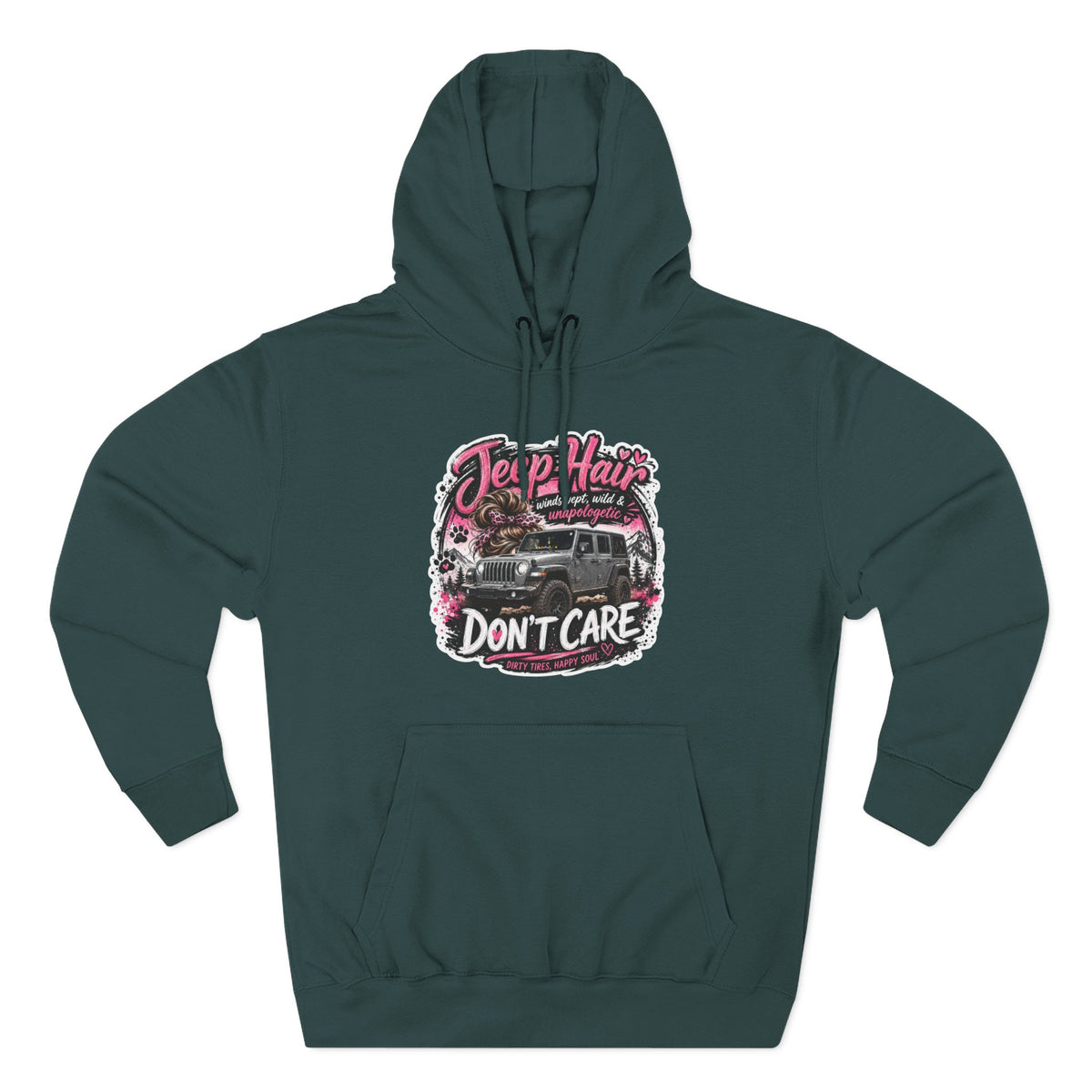 Jeep Hair Don't Care (Pink) Three-Panel Fleece Hoodie