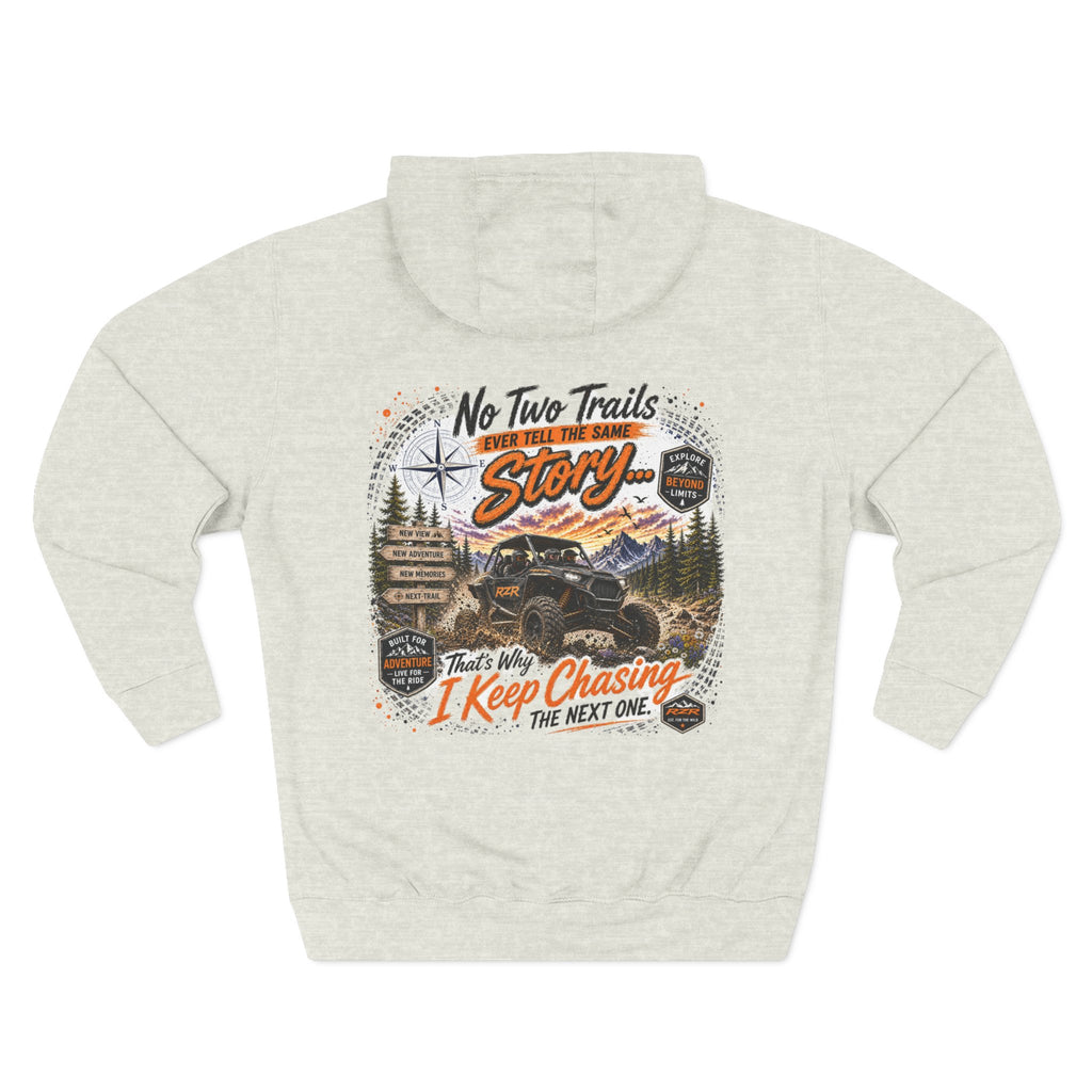 Adventure Hoodie – “No Two Trails Are The Same” Off-Road Camping Graphic