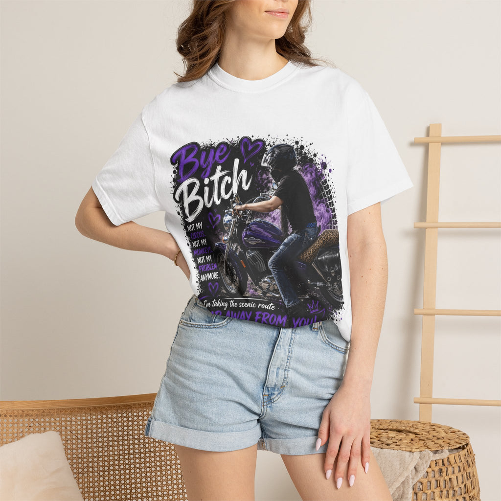 Bye Bitch Motorcycle T-Shirt — Biker Rider Tee with 'Far Away From You' Graphic