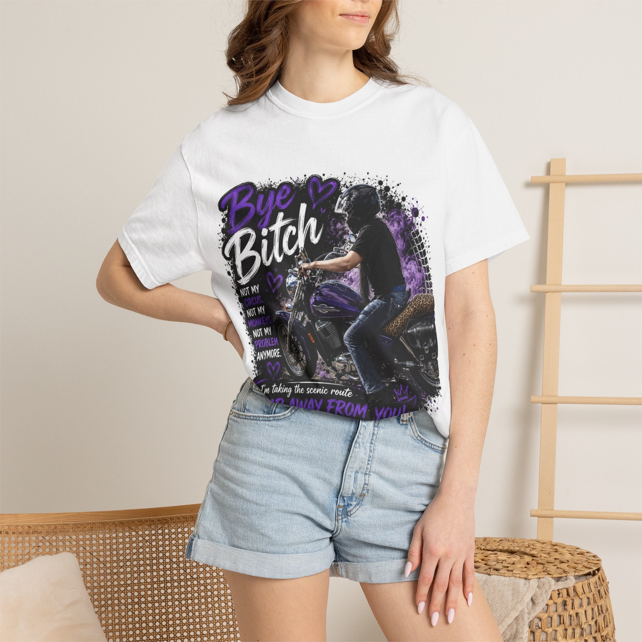 Bye Bitch Motorcycle T-Shirt — Biker Rider Tee with 'Far Away From You' Graphic