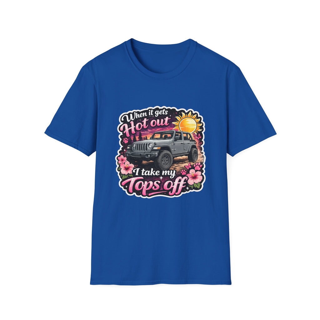 When It Gets Hot Out Jeep (Pink) Unisex Softstyle T-Shirt