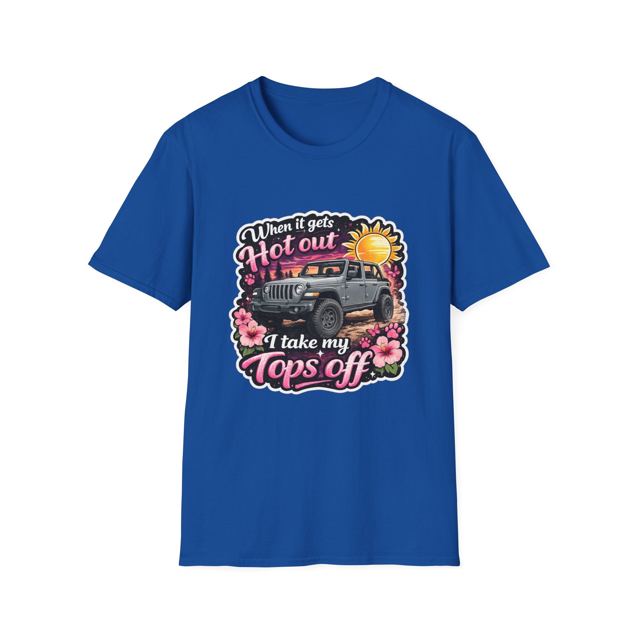 When It Gets Hot Out Jeep (Pink) Unisex Softstyle T-Shirt