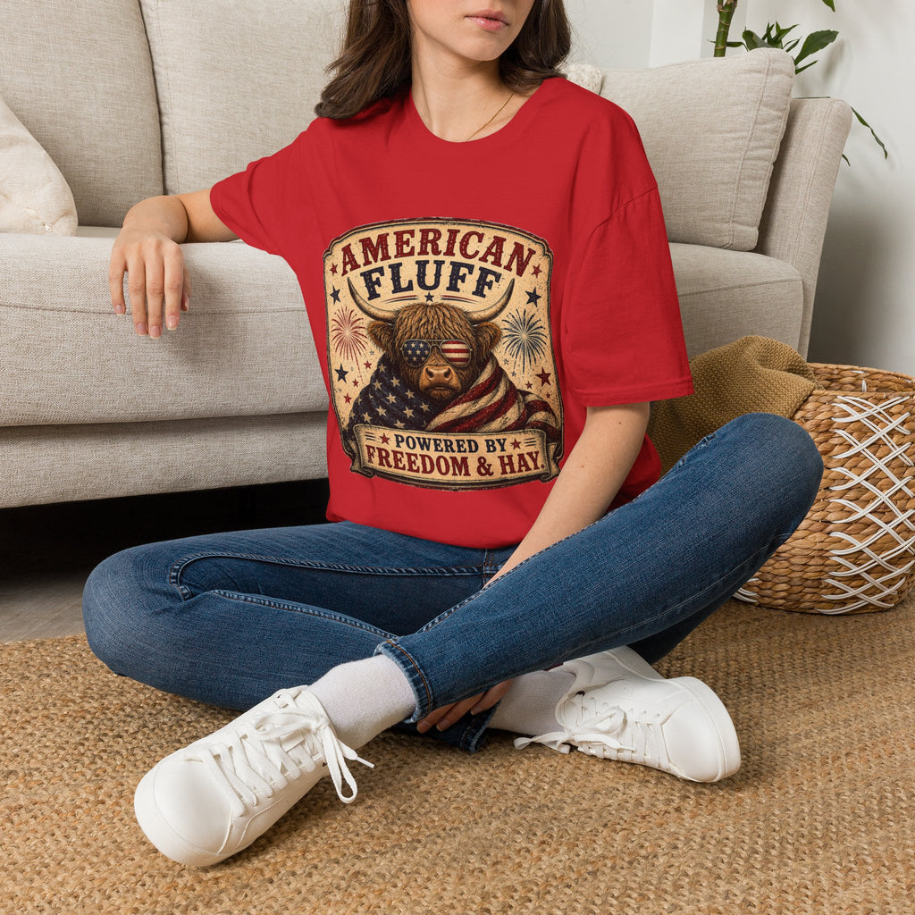 American Fluff Highland Cow Unisex Softstyle T-Shirt