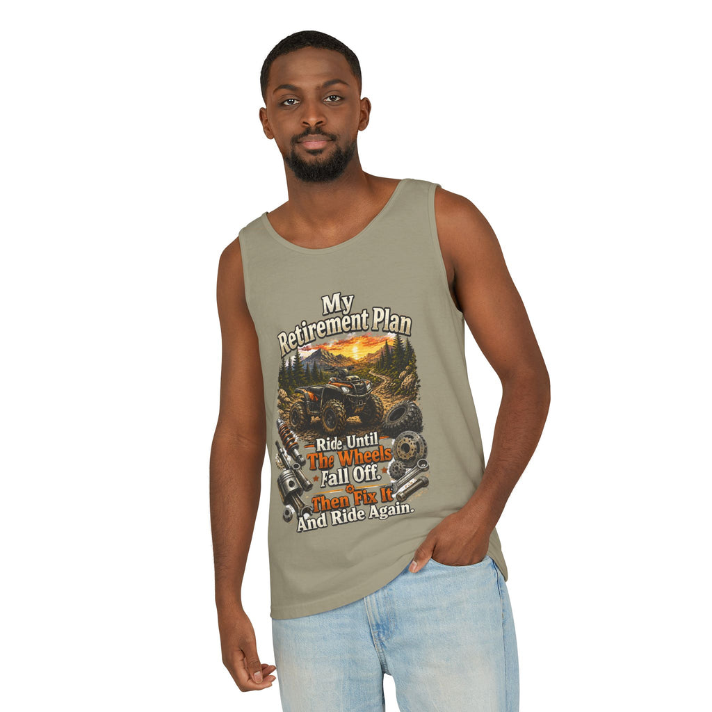 Retirement Plan ATV Tank Top — "Ride Until The Wheels Fall Off" Off‑Road Sunset Tank