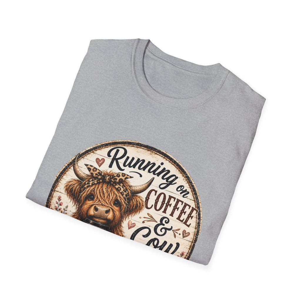 Running on Coffee & Cow Kisses - Unisex Softstyle T-Shirt