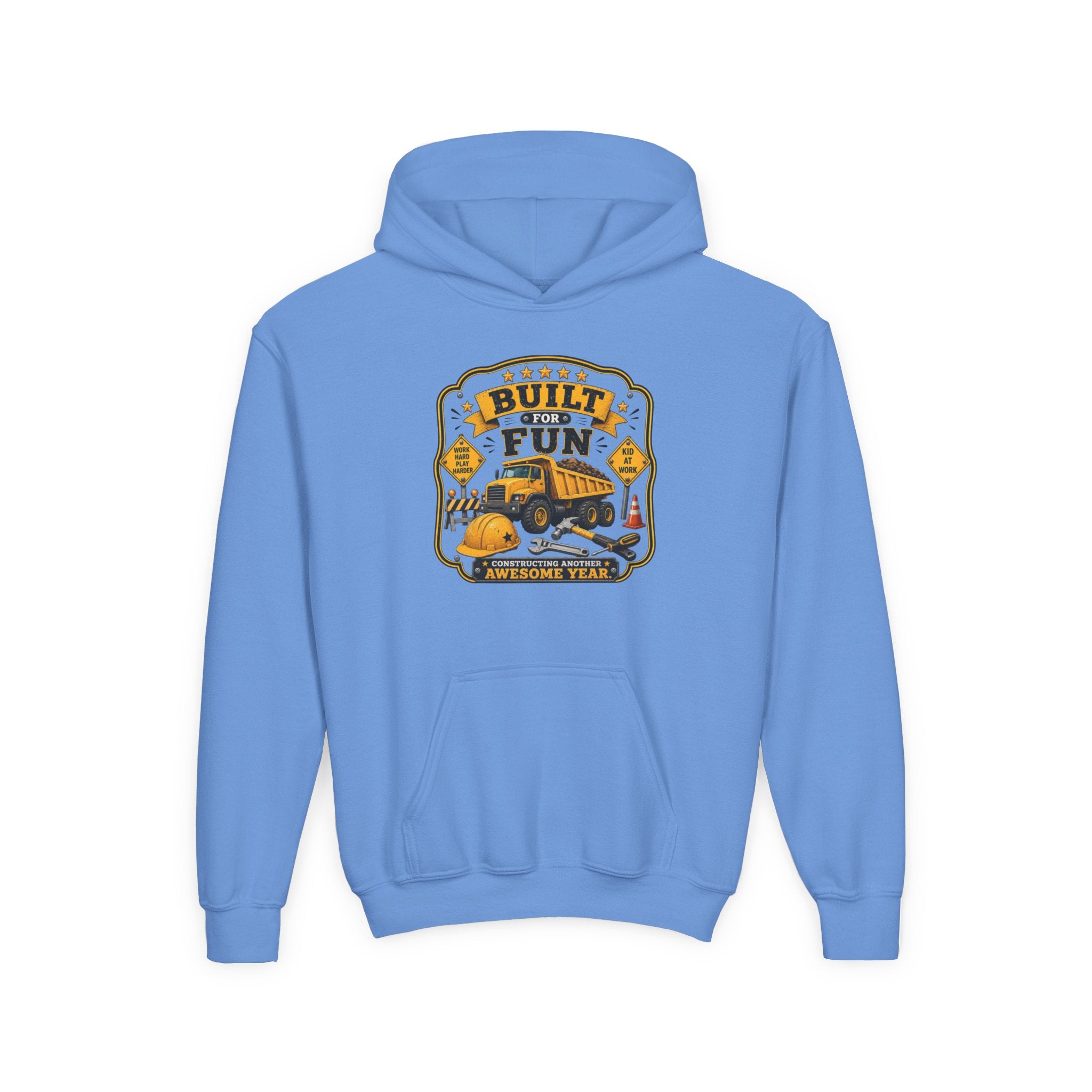 "Built for Fun" Construction Truck Pullover - Youth Hoodie