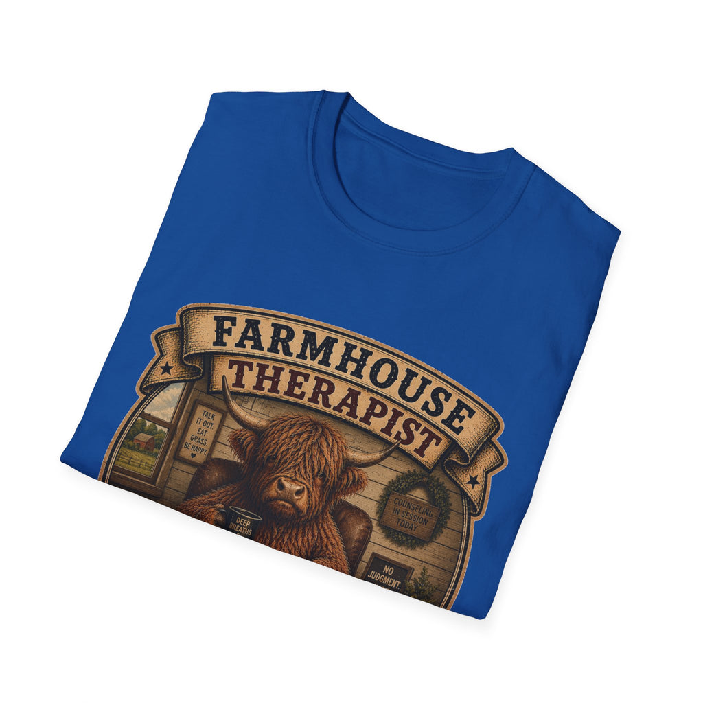 Farmhouse Therapist Highland Cow Unisex Softstyle T-Shirt