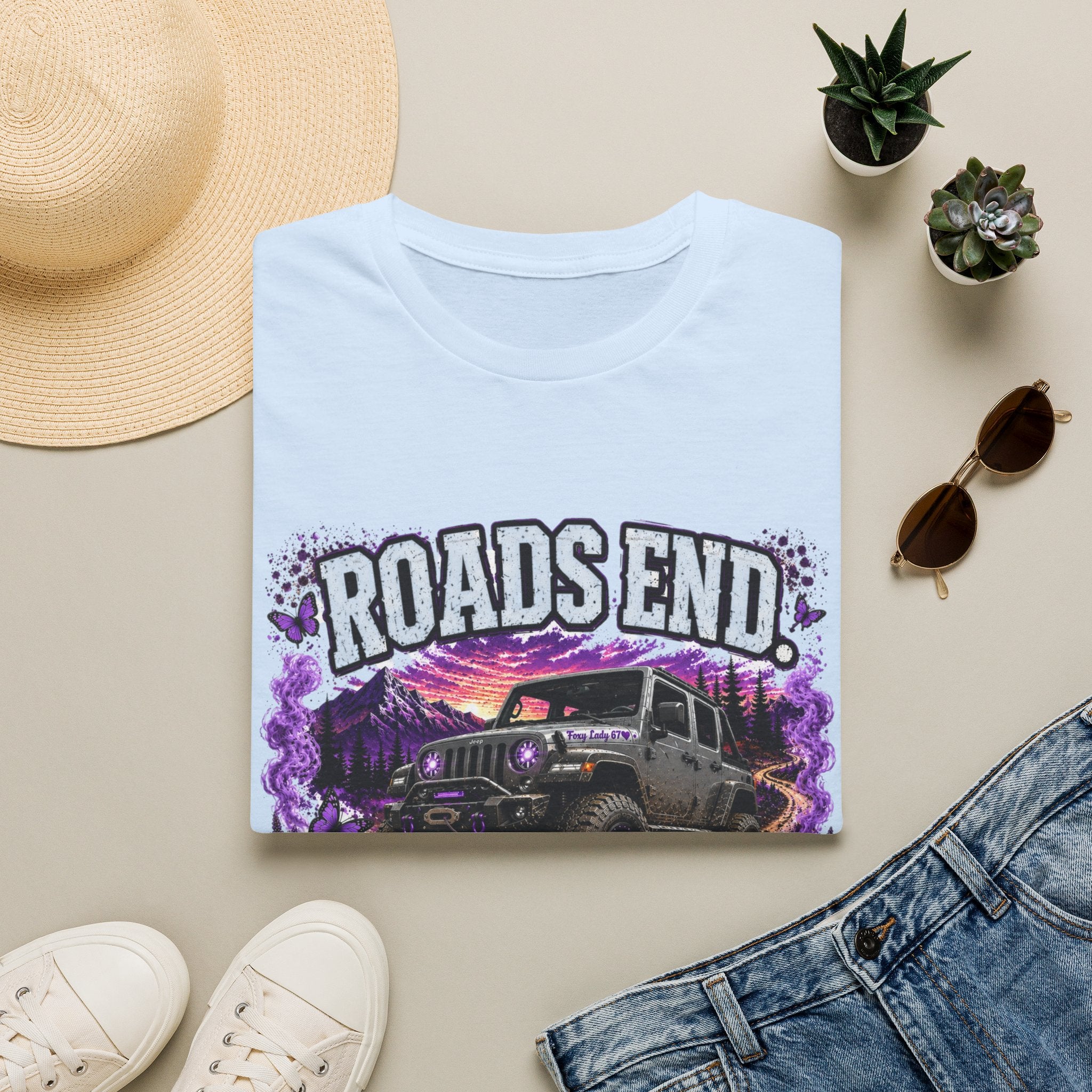 Roads End Jeep (Purple) Unisex Softstyle T-Shirt